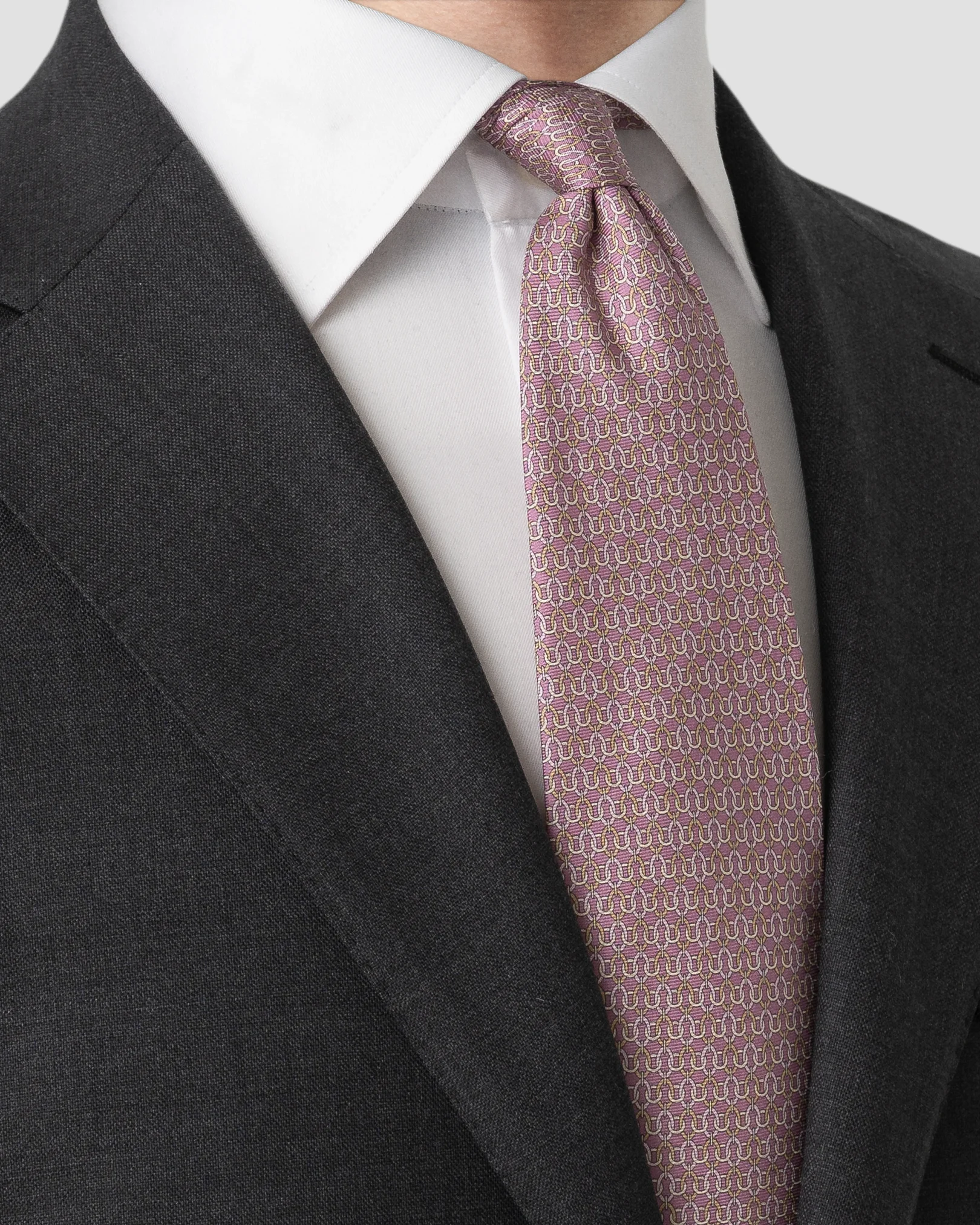 Eton - geometric print silk tie pink geometric print silk tie