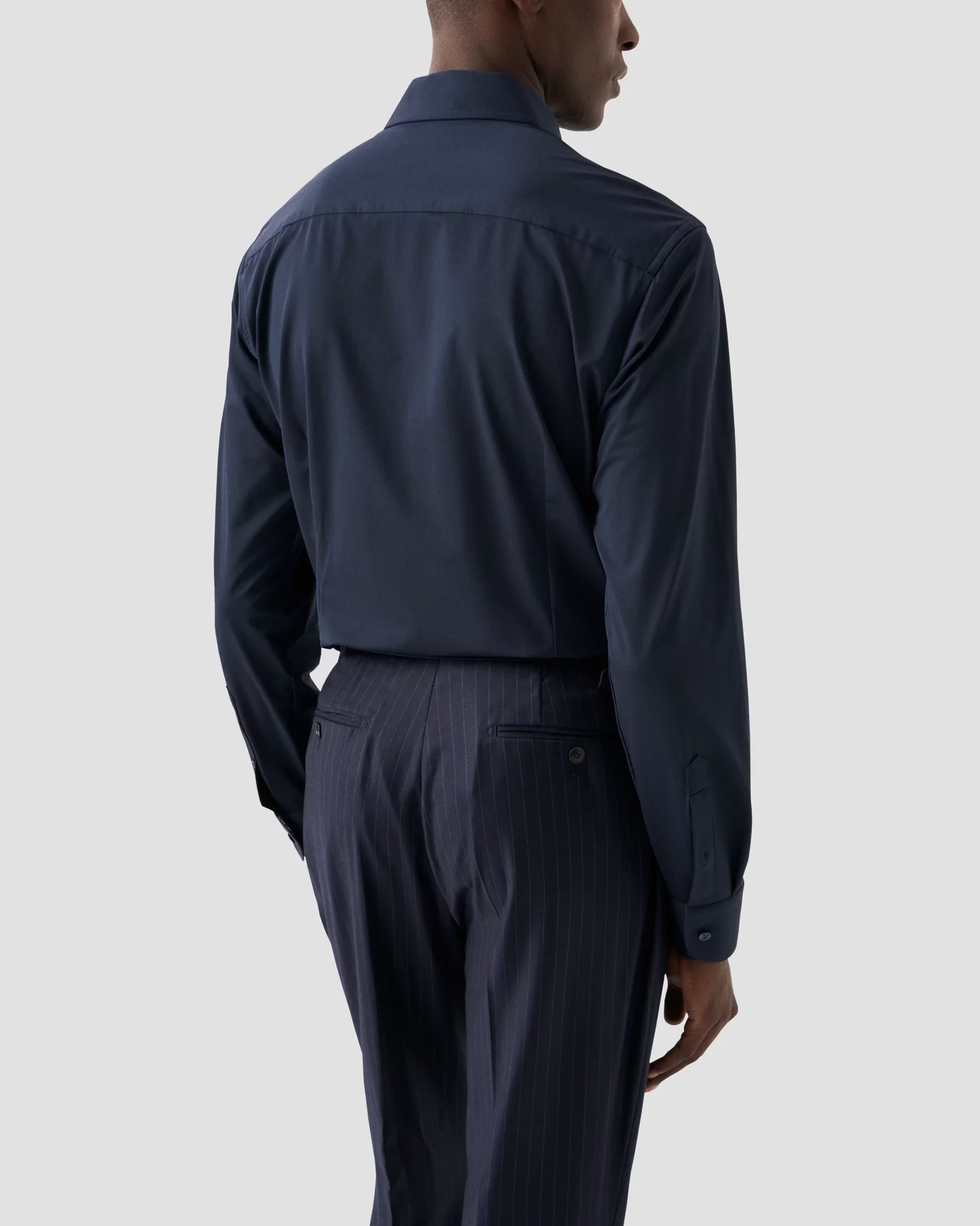 Eton - navy blue four way stretch shirt