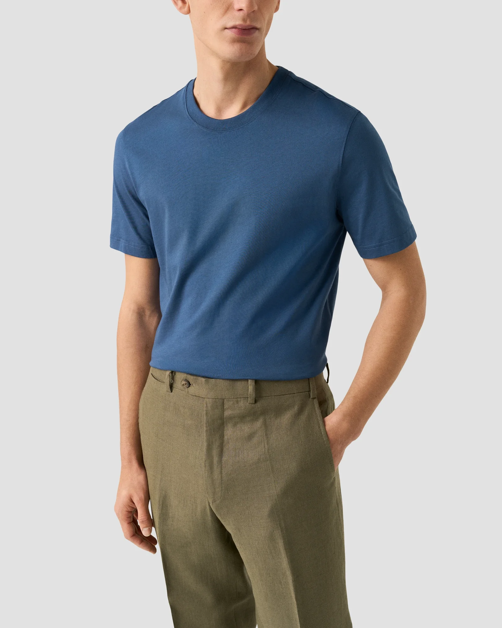 Eton - mid blue single jersey supima cotton t shirt