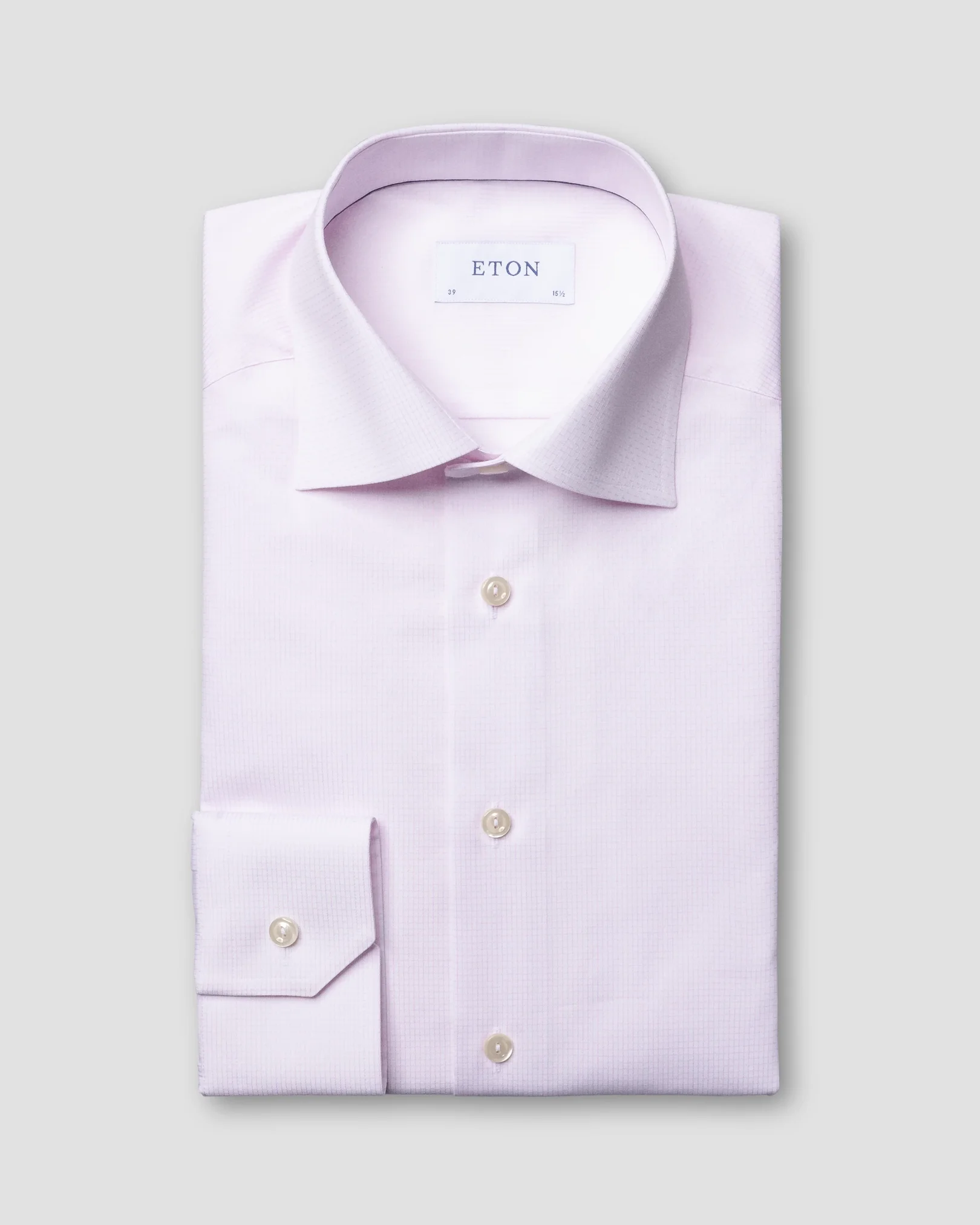 Eton - pink checked shirt navy details