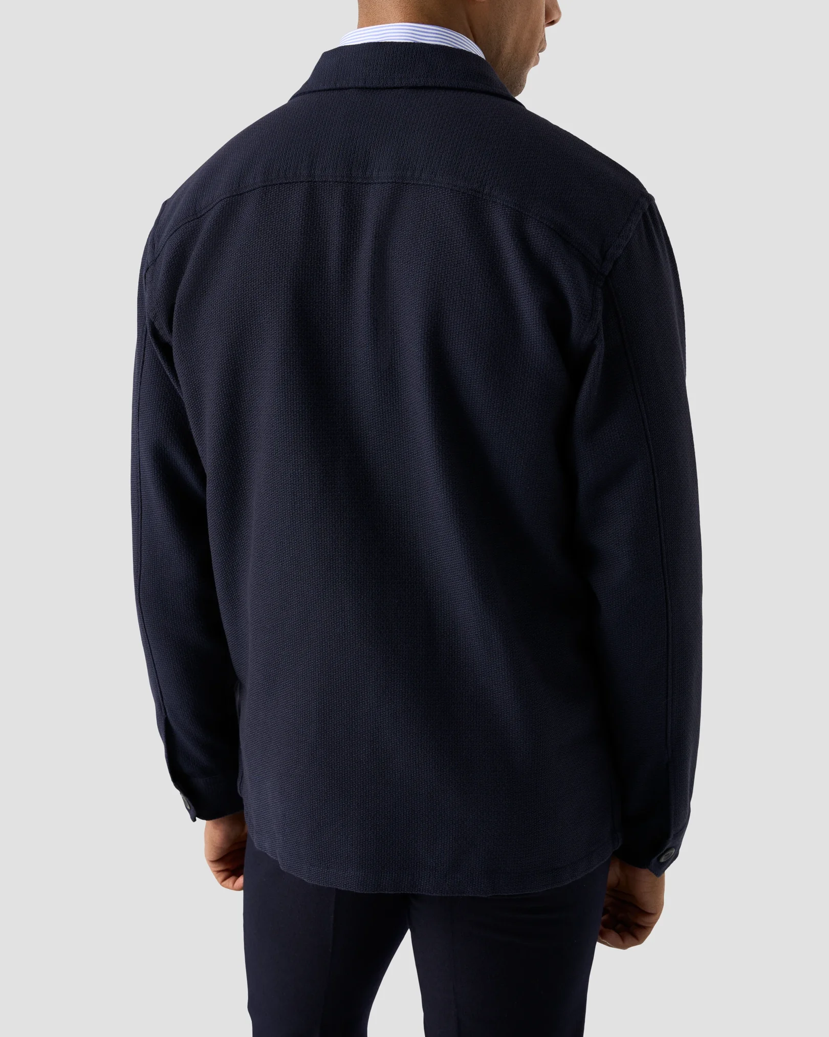 Eton - navy blue structured two pocket overshirt