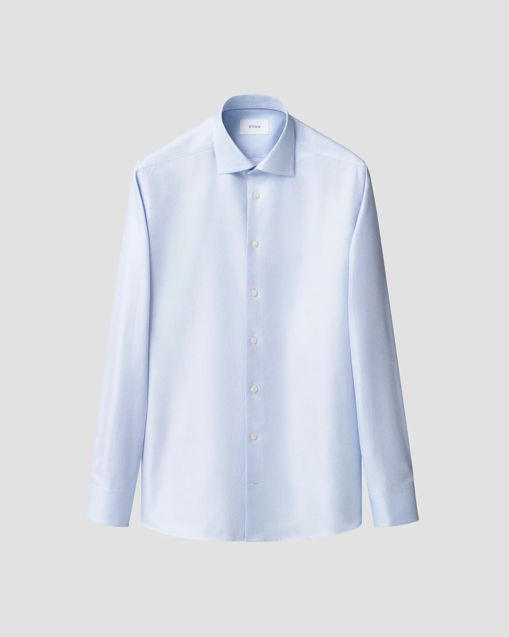 Eton - light blue herringbone signature twill shirt