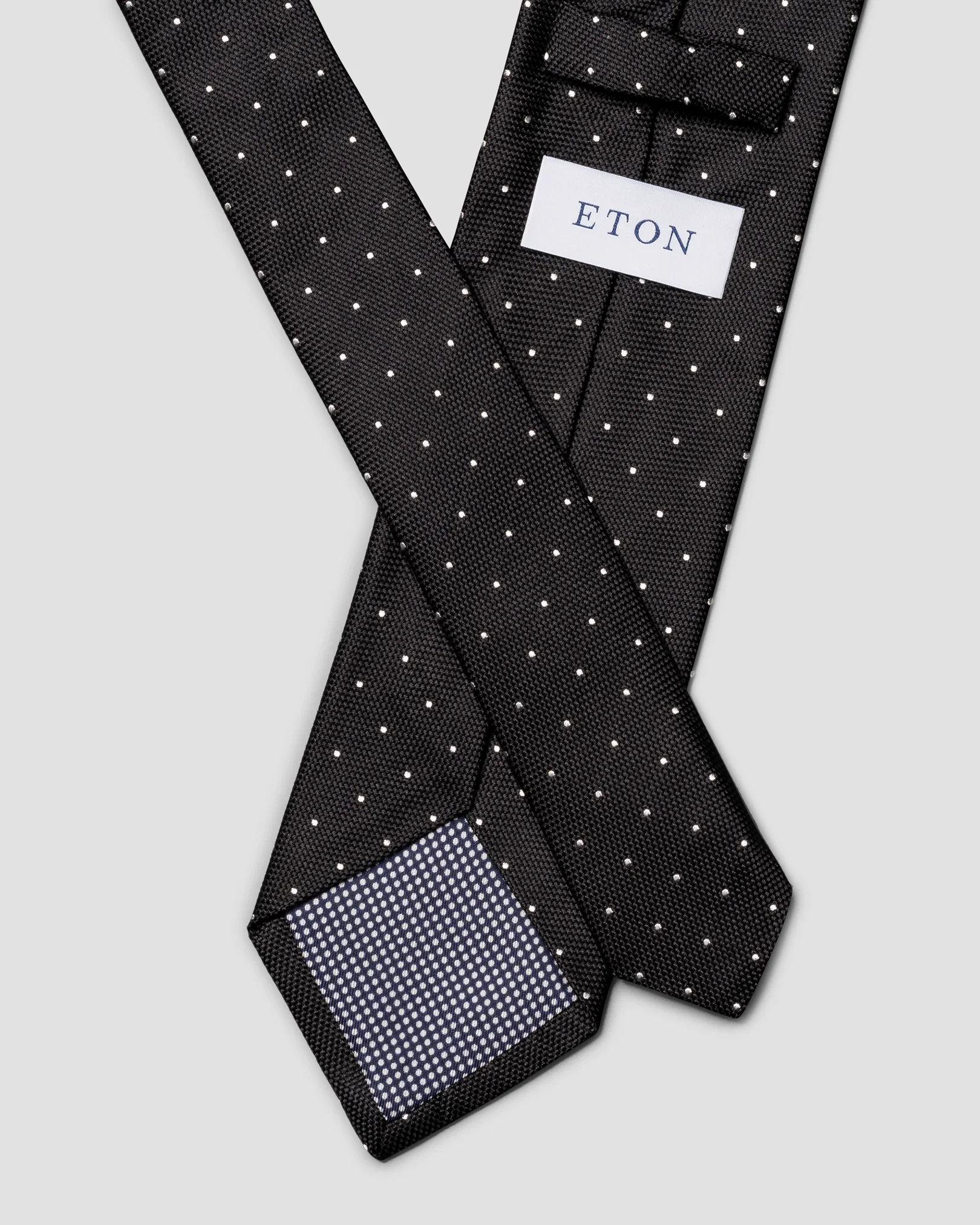 Eton - black polka dot woven silk tie