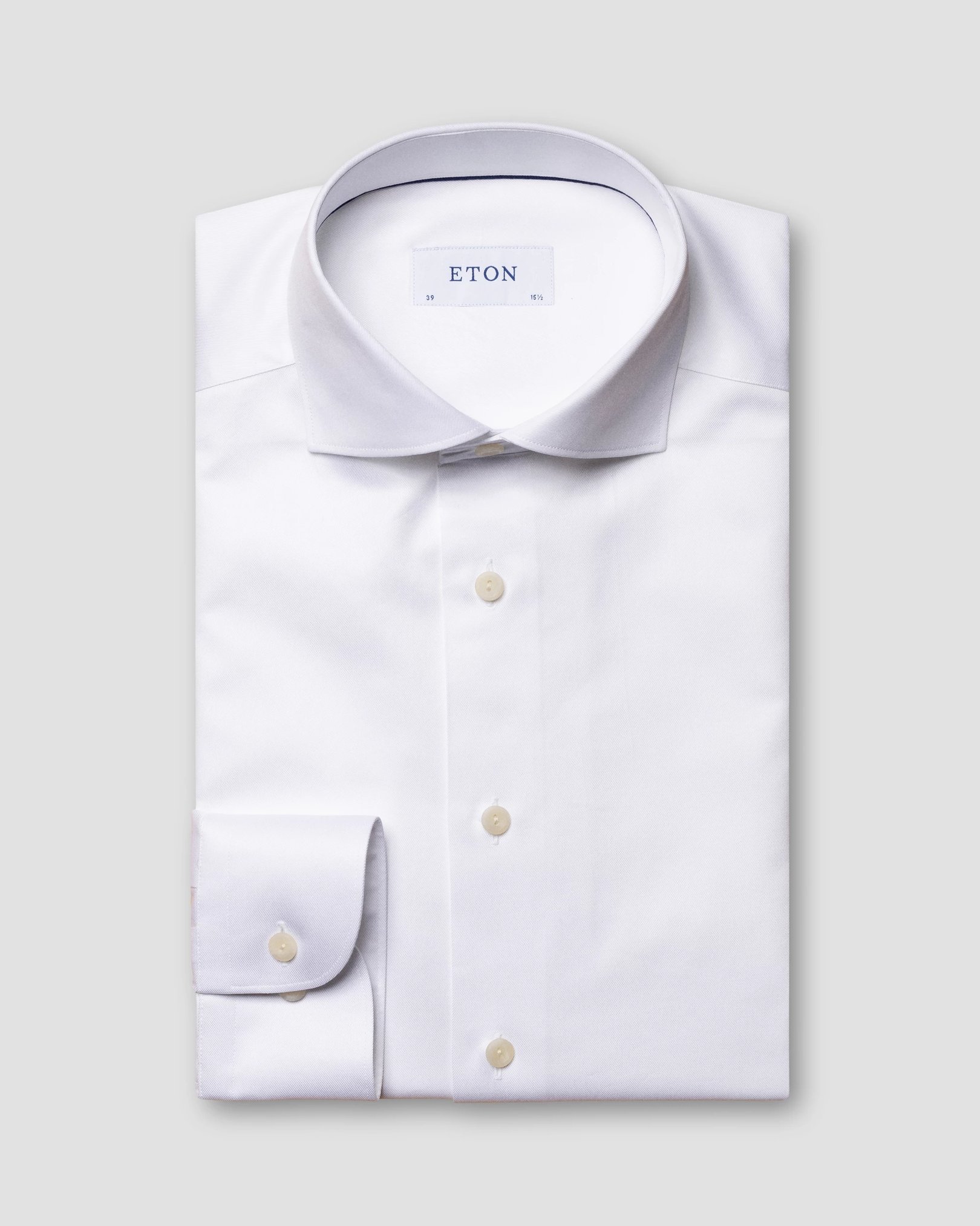 Eton - white signature twill wide spread rounded single one buttonhole slim
