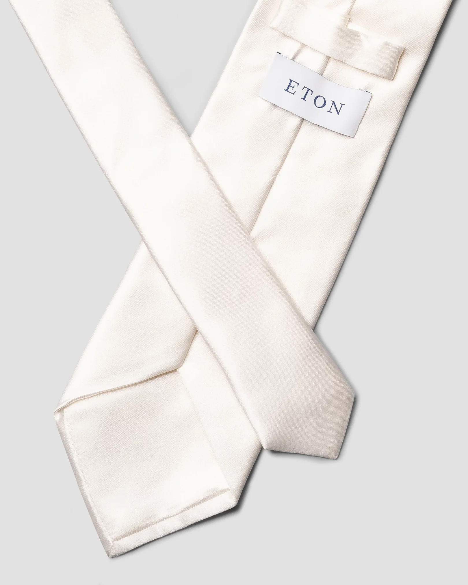 Eton - off white solid silk tie