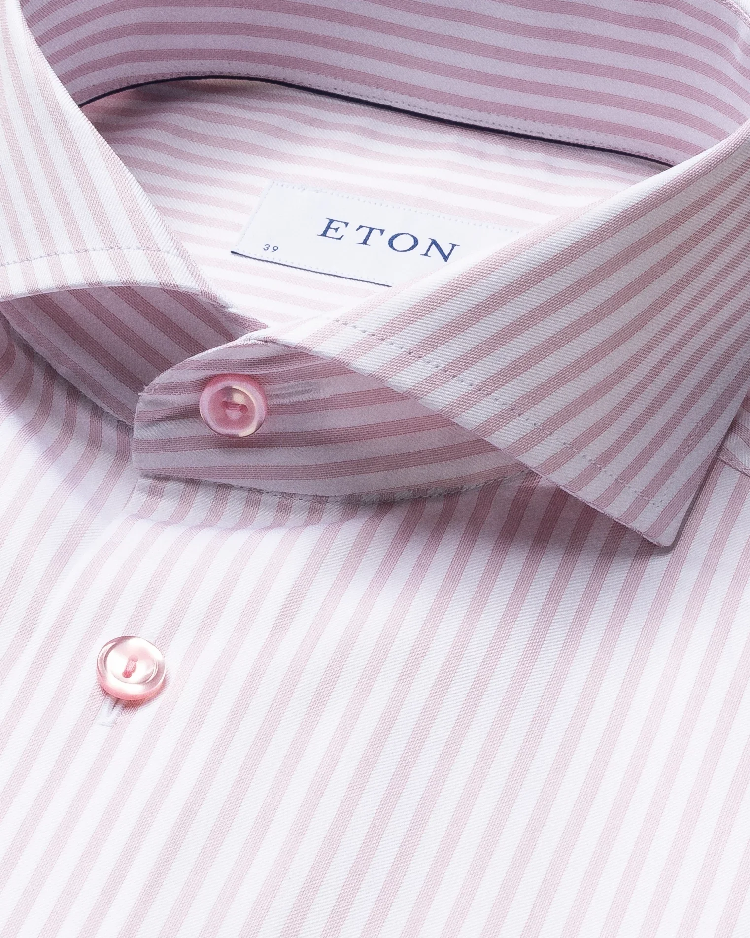 Eton - pink striped signature twill shirt extreme cut away
