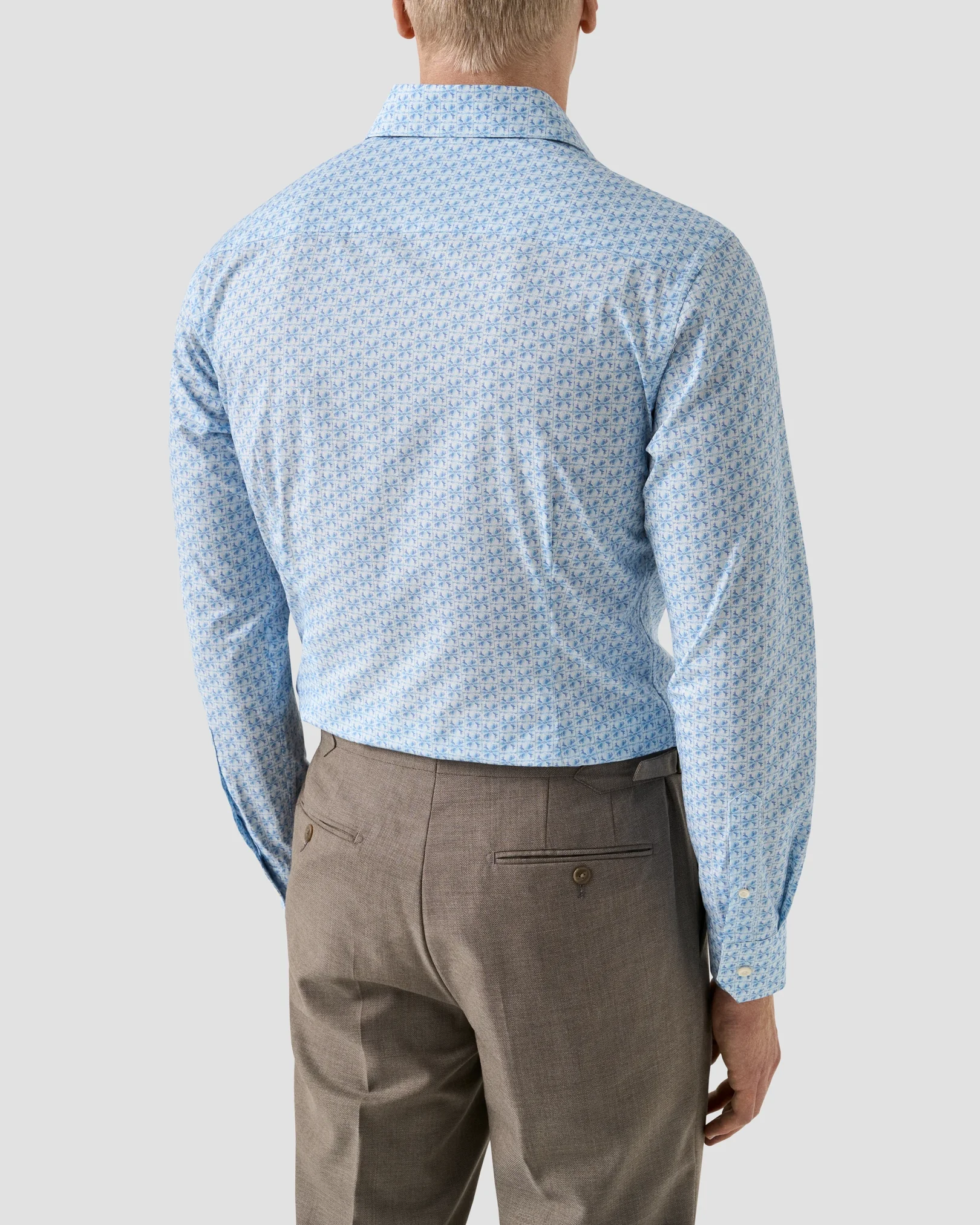 Eton - light blue floral signature poplin shirt
