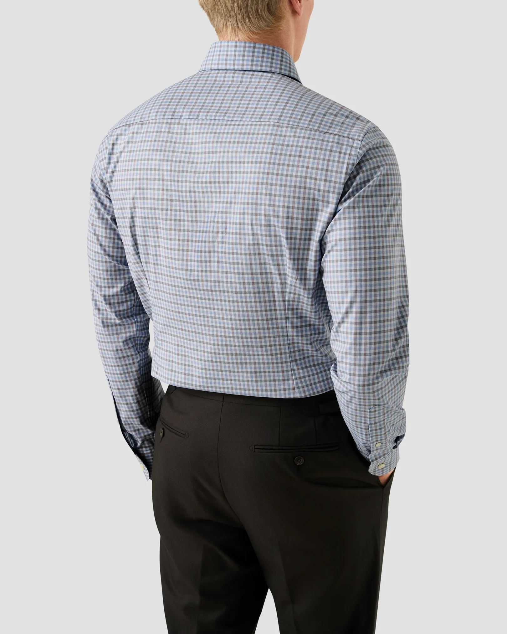 Eton - three color check twill shirt