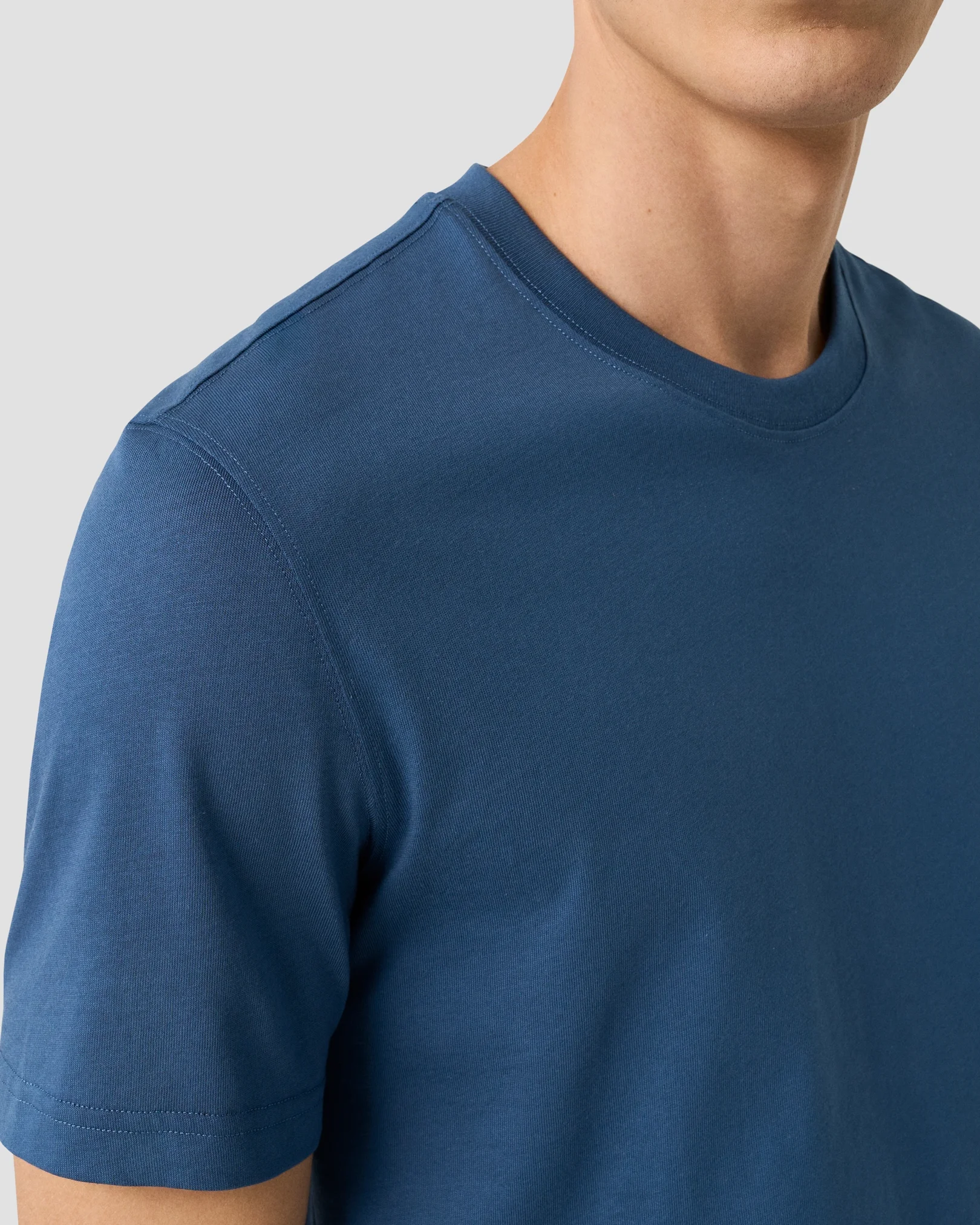 Eton - mid blue single jersey supima cotton t shirt