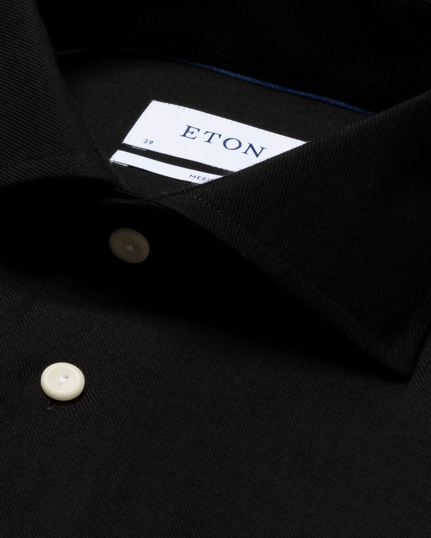 Eton - black brushed merino wool shirt