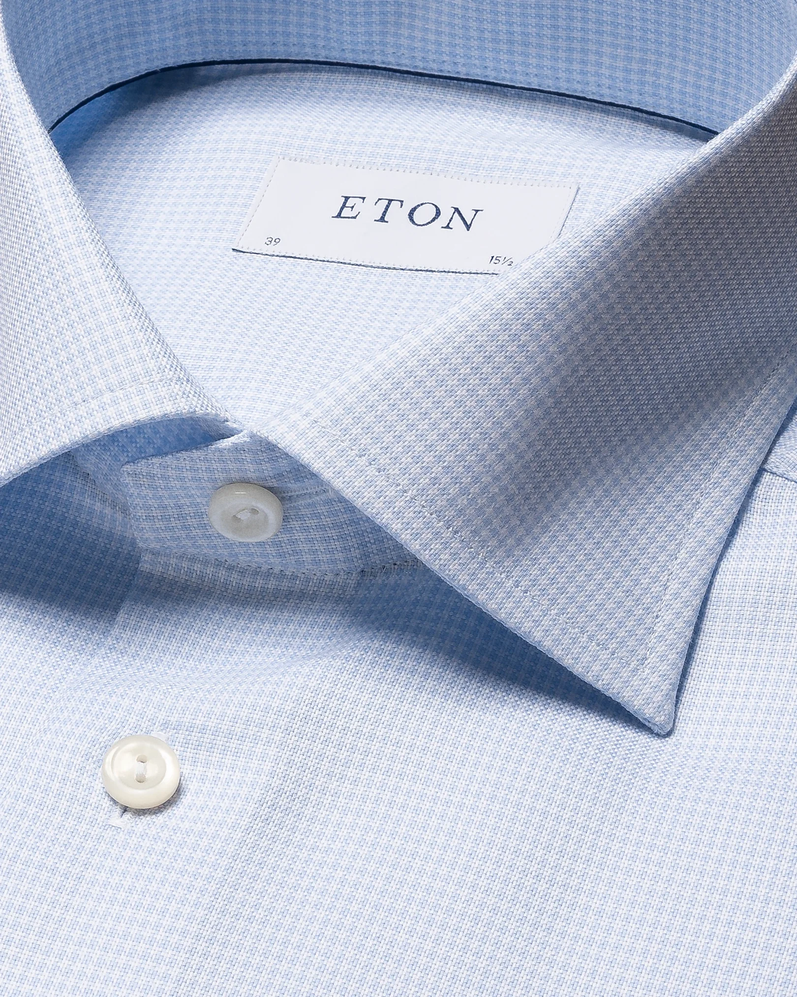 Eton - light blue twill mirco checked