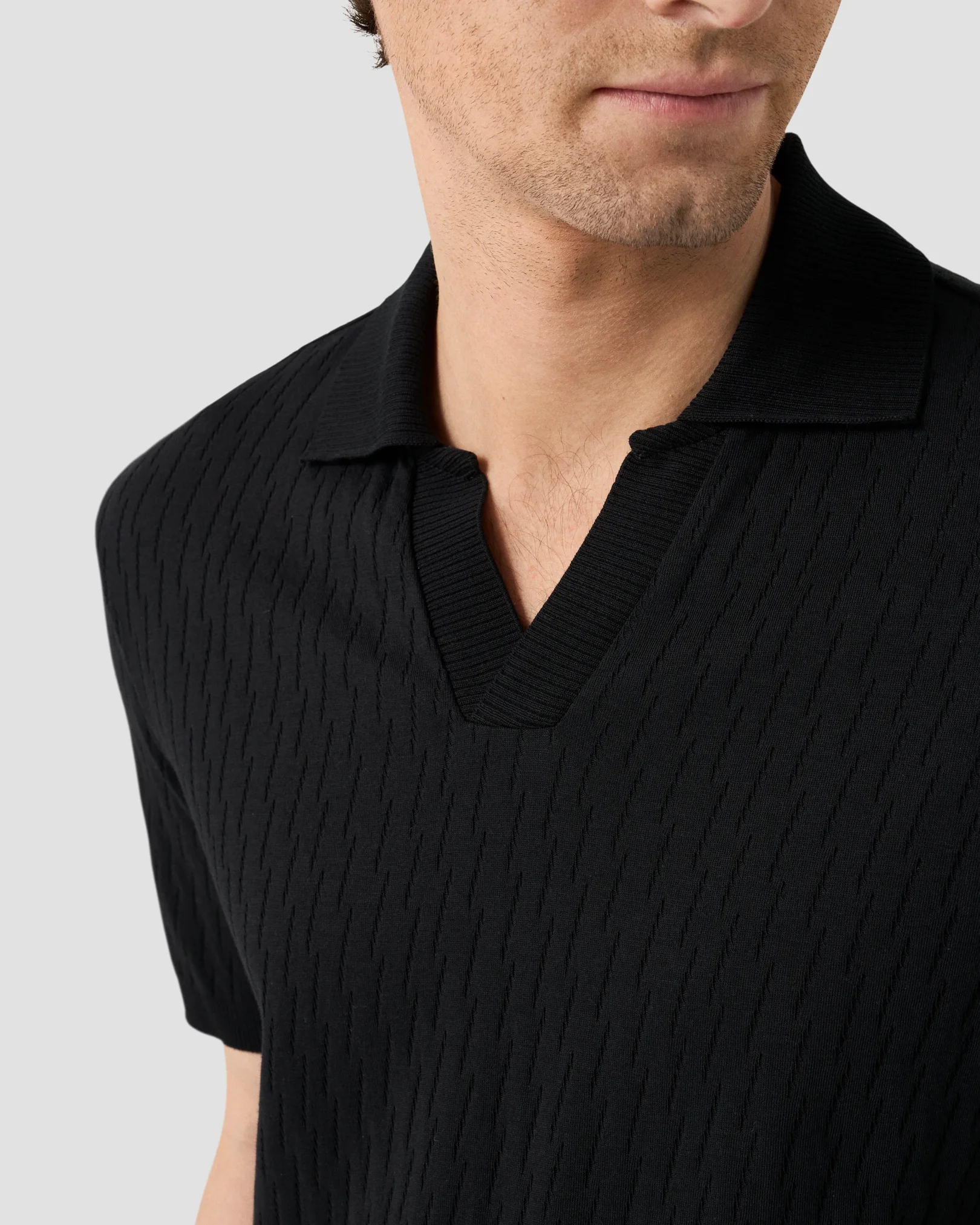 Eton - jacquard open collar polo shirt