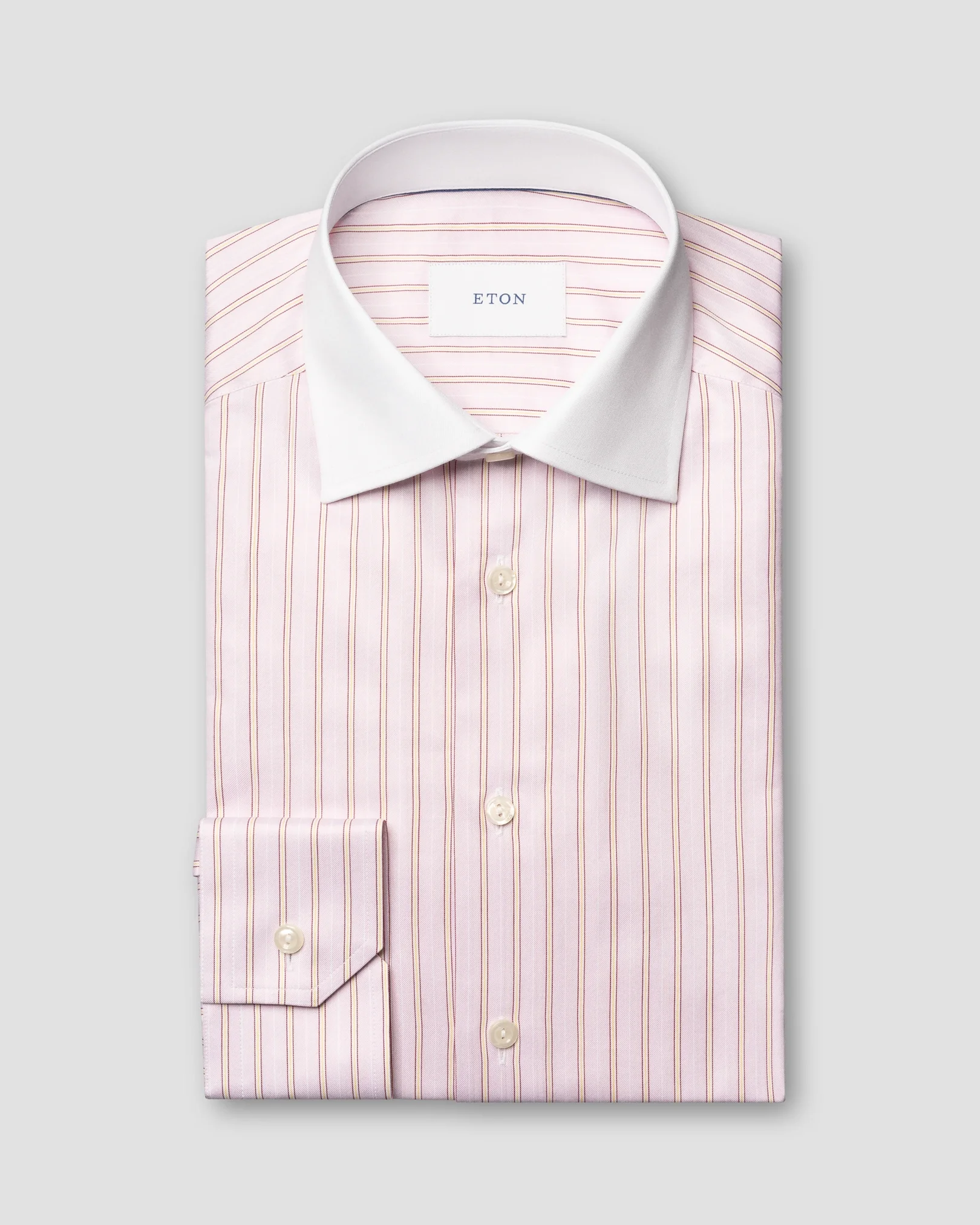 Eton - striped white collar signature twill shirt cut away single