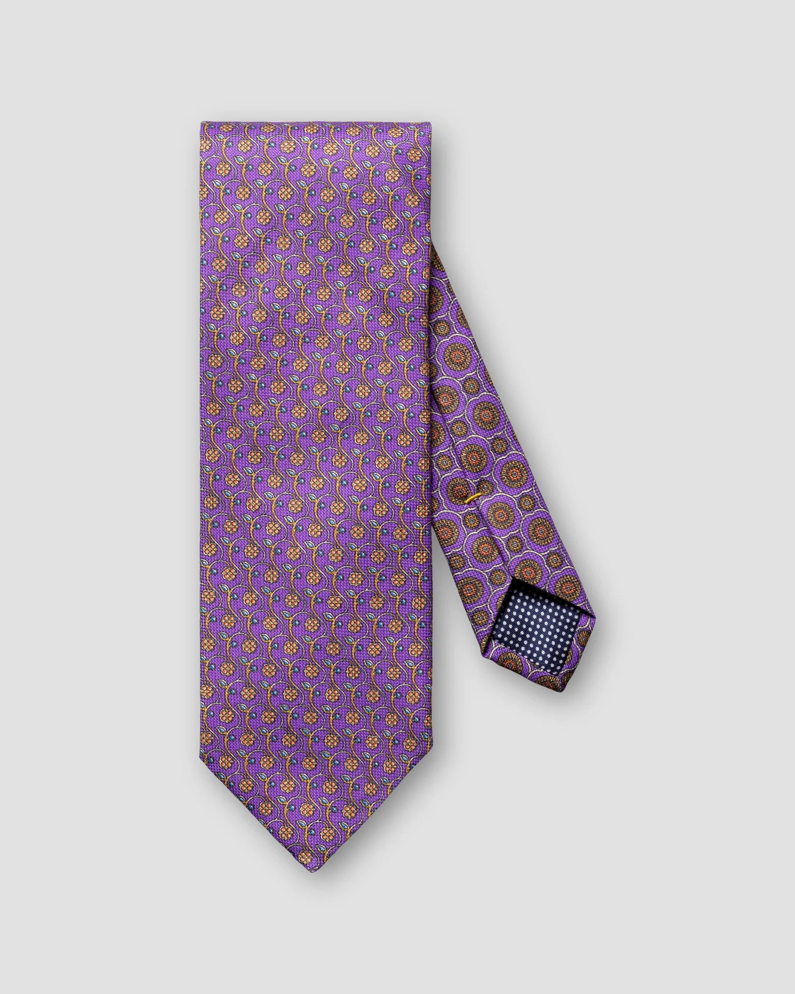 Eton - dark purple floral print cotton tie