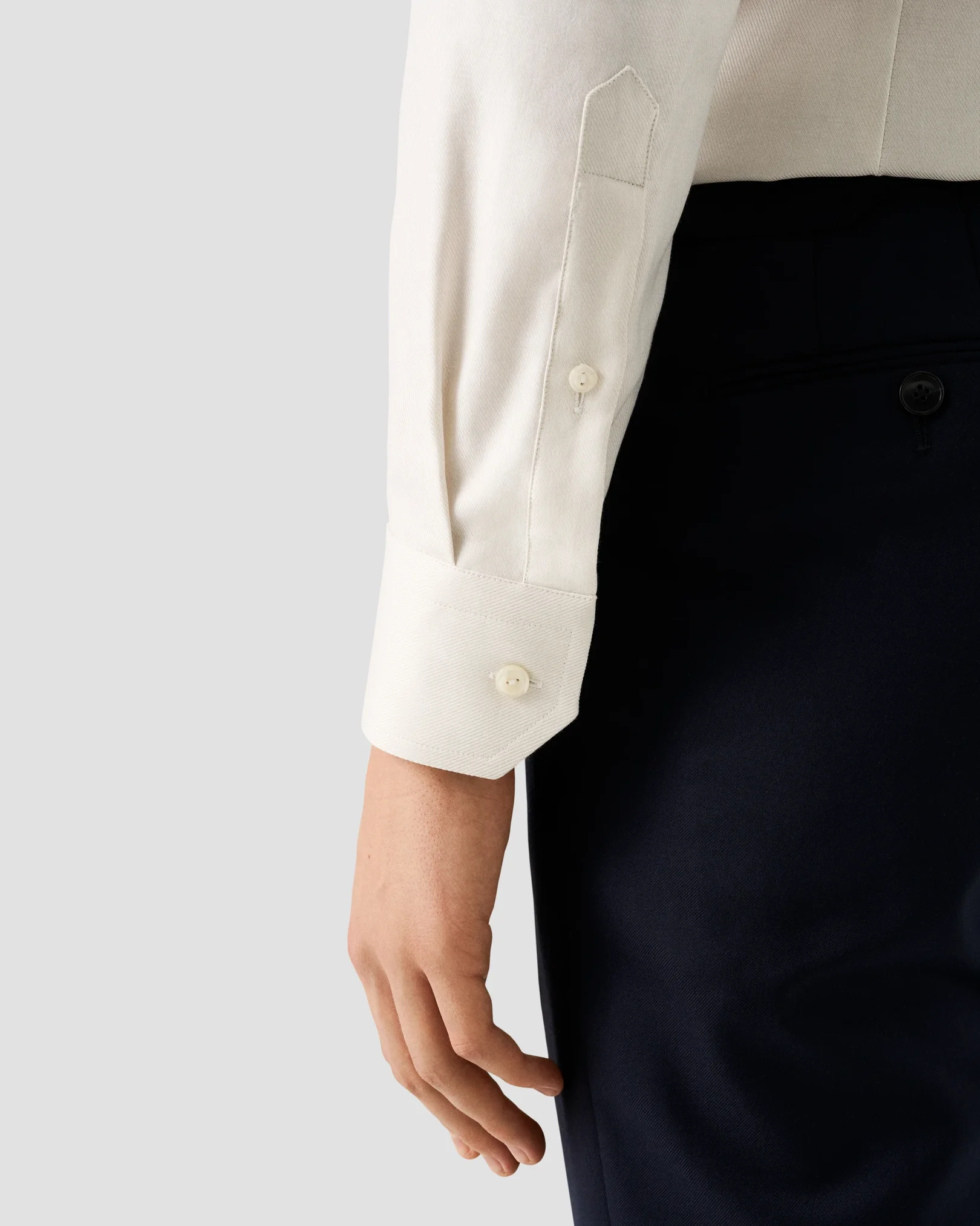 Eton - white melange semi solid fine twill shirt