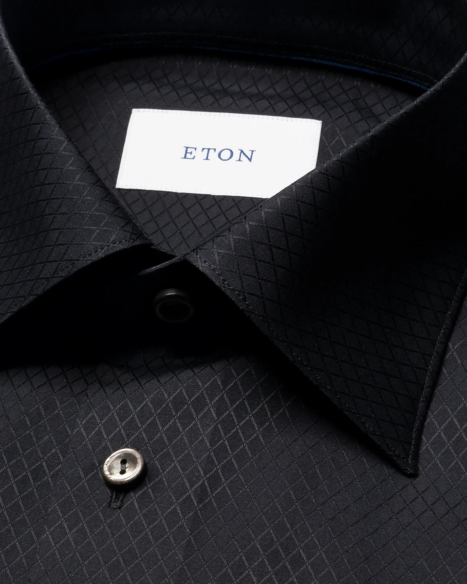 Eton - black check evening shirt