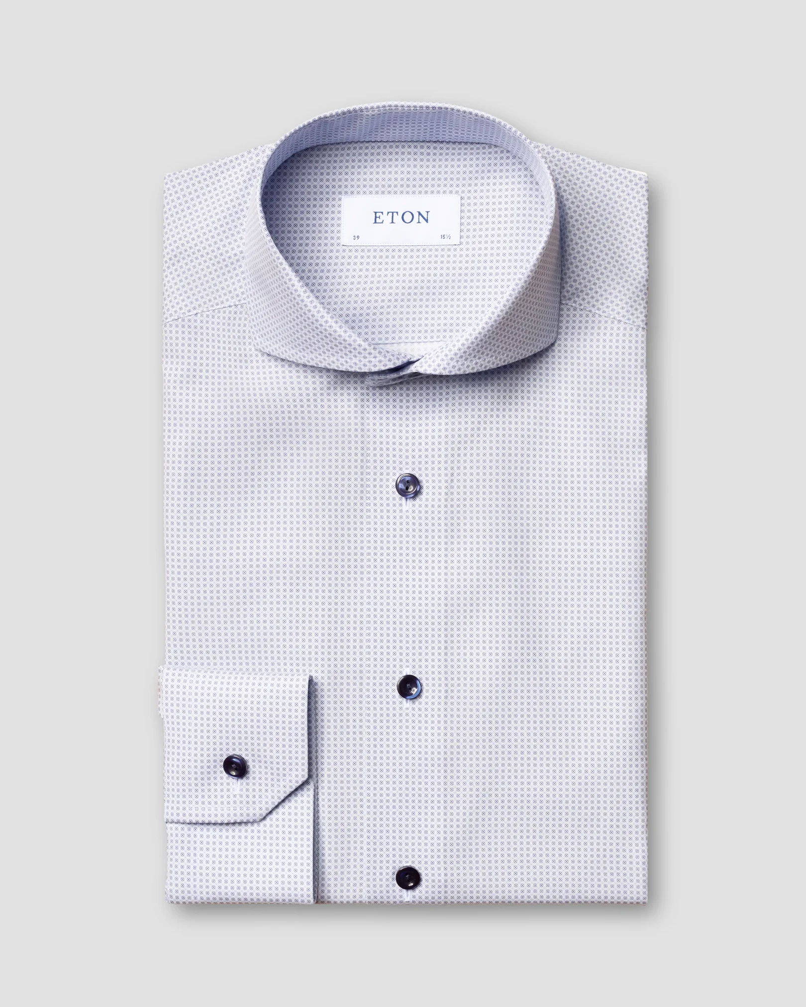 Eton - blue micro print shirt extreme cut away single super slim