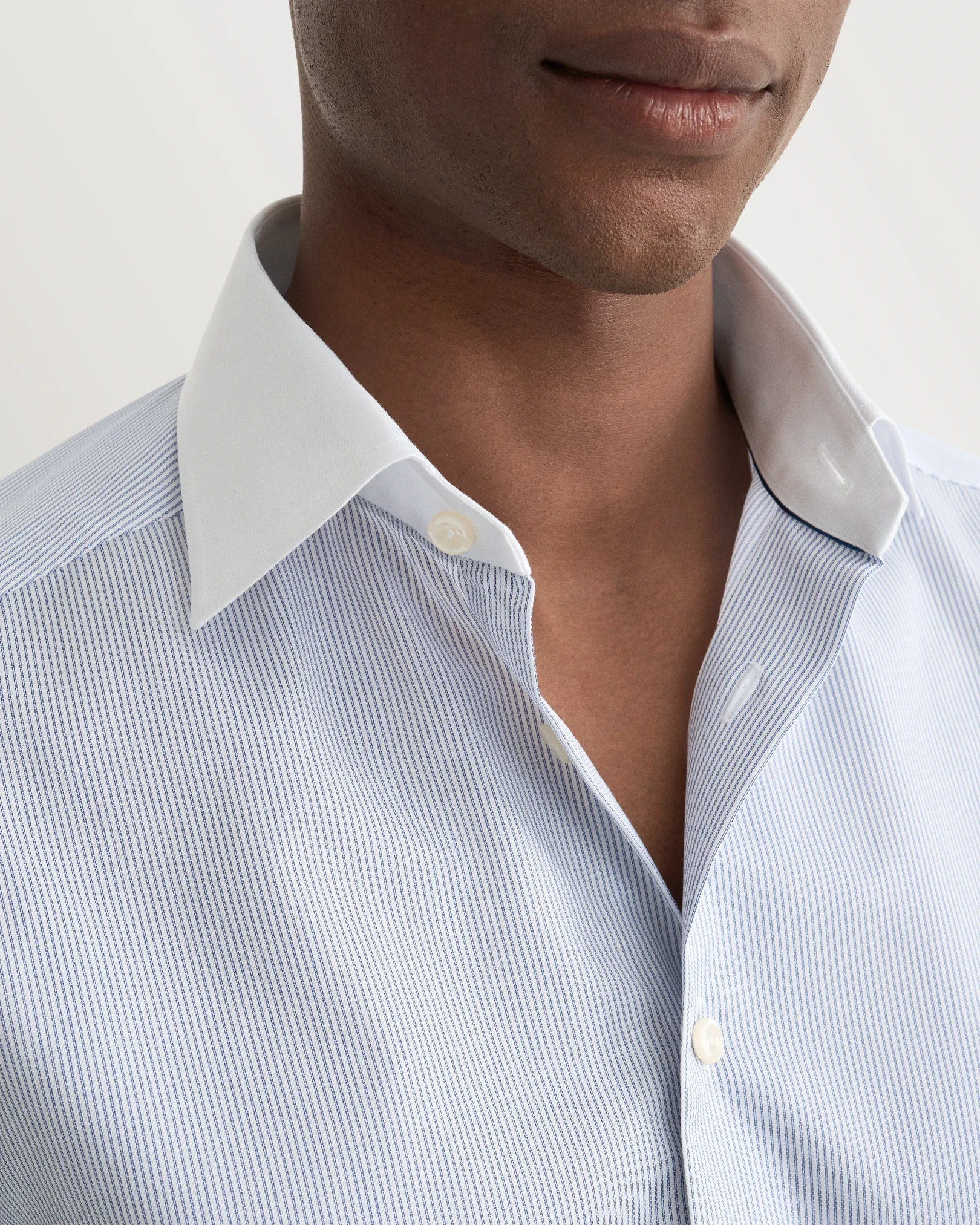 Eton - Fine Striped White Collar Signature Twill Shirt