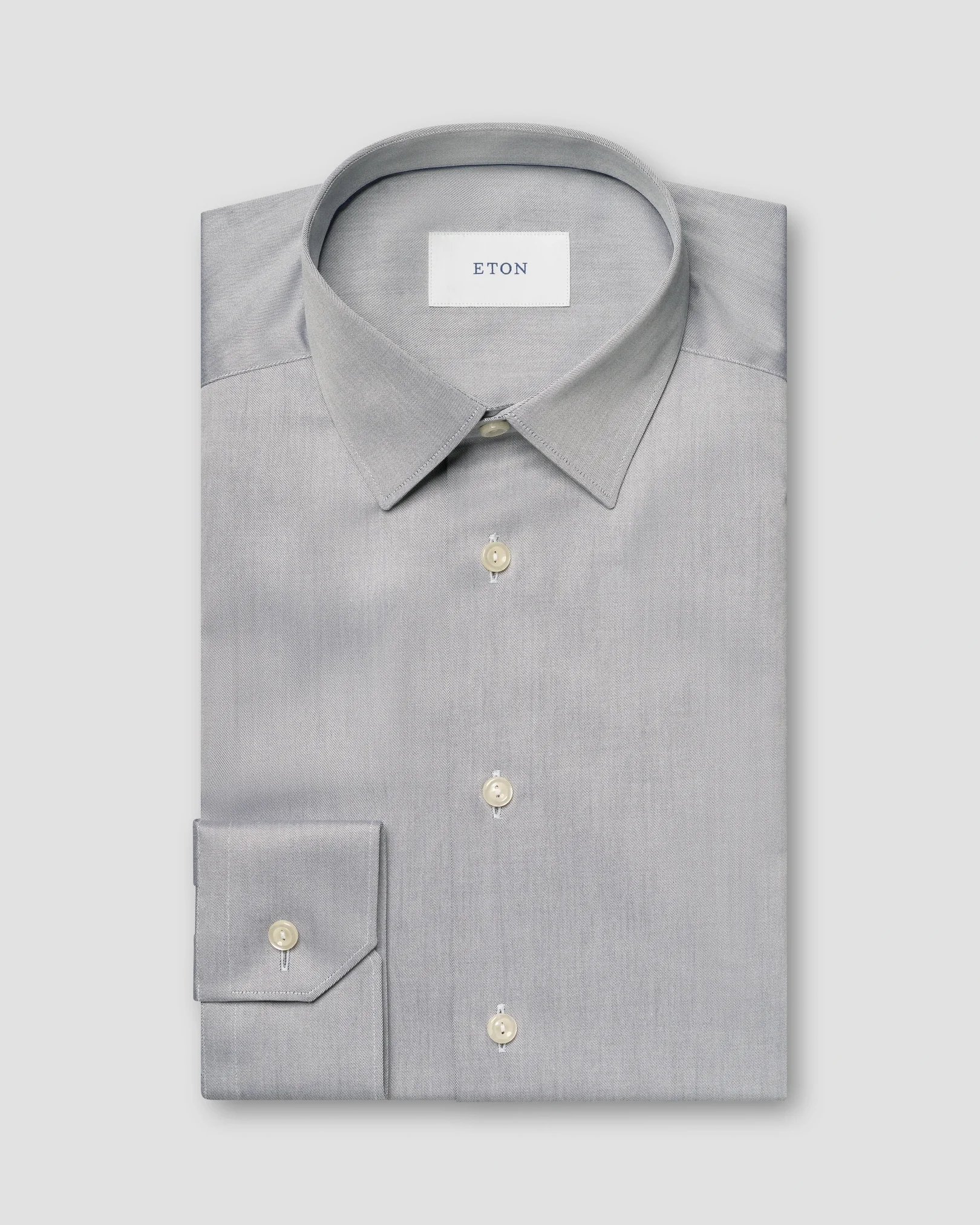 Eton - dark grey solid signature twill shirt