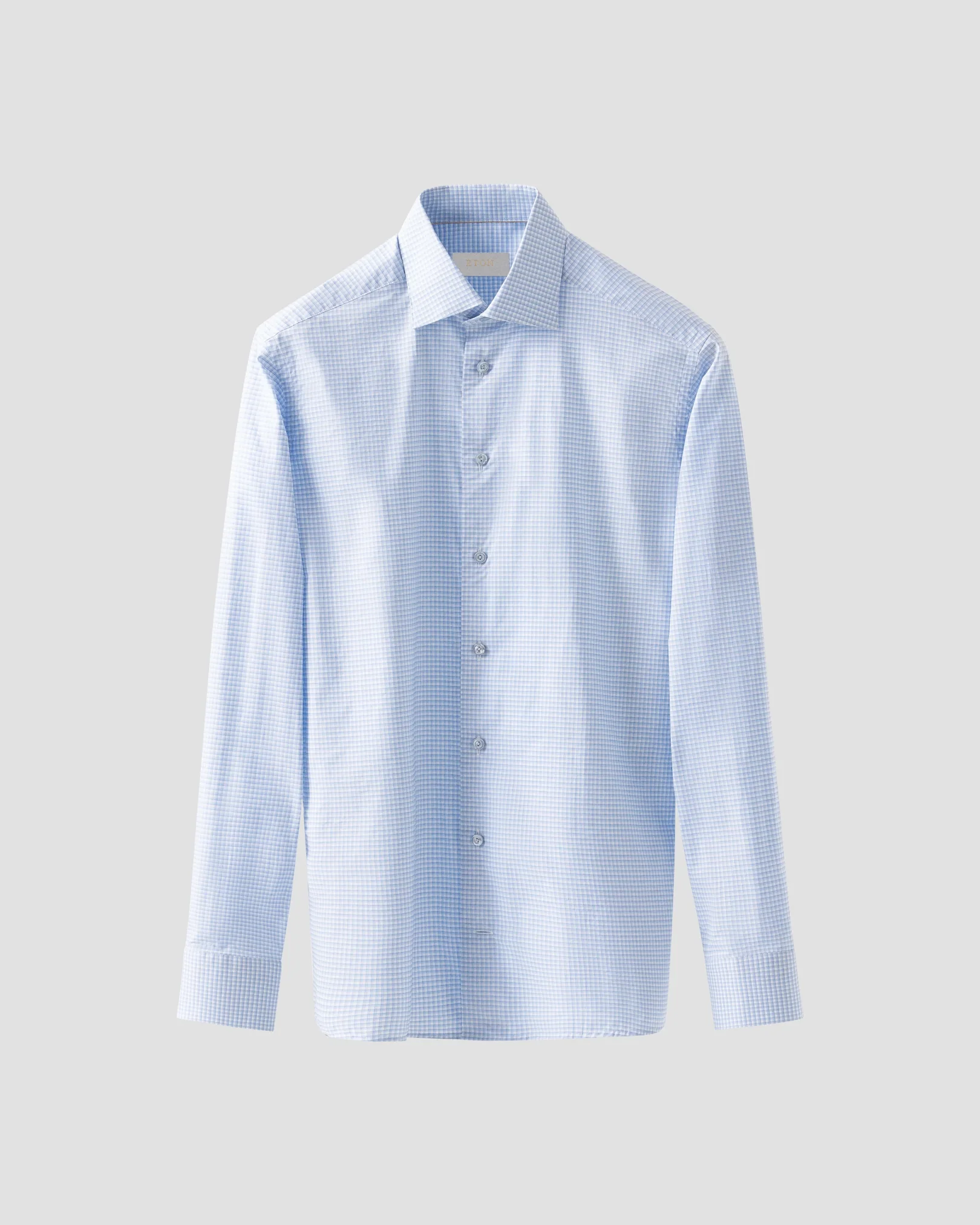 Eton - Light Blue Checked Supima 120 Poplin Shirt