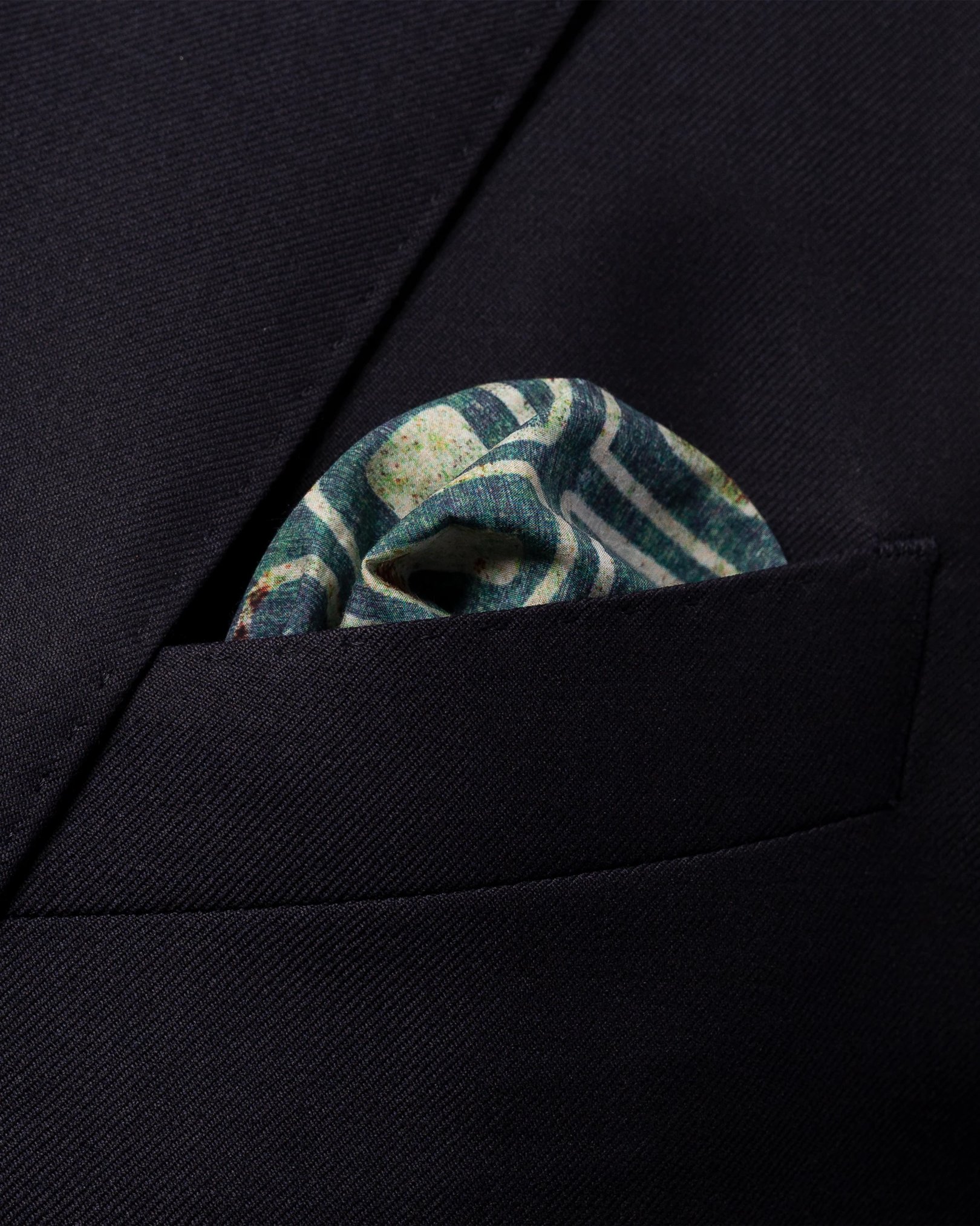 Eton - green block print pocket square