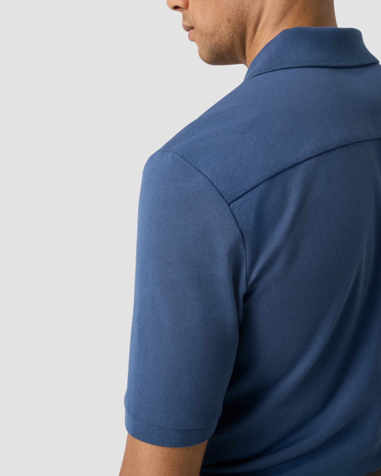 Eton - mid blue pima cotton pique polo