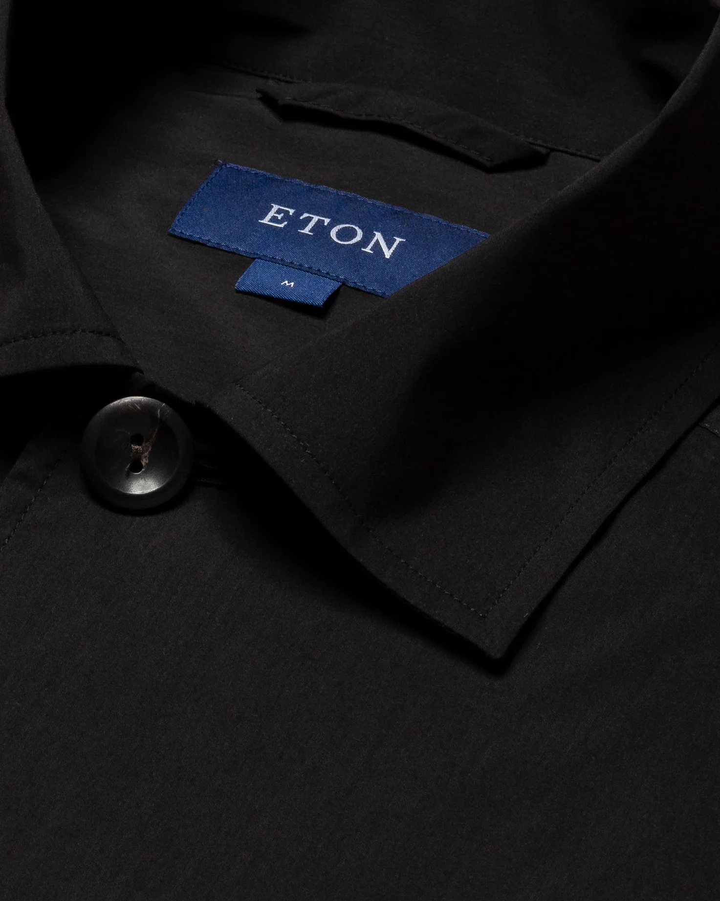 Eton - black cotton and nylon collar with no collarstand double round with piping regular