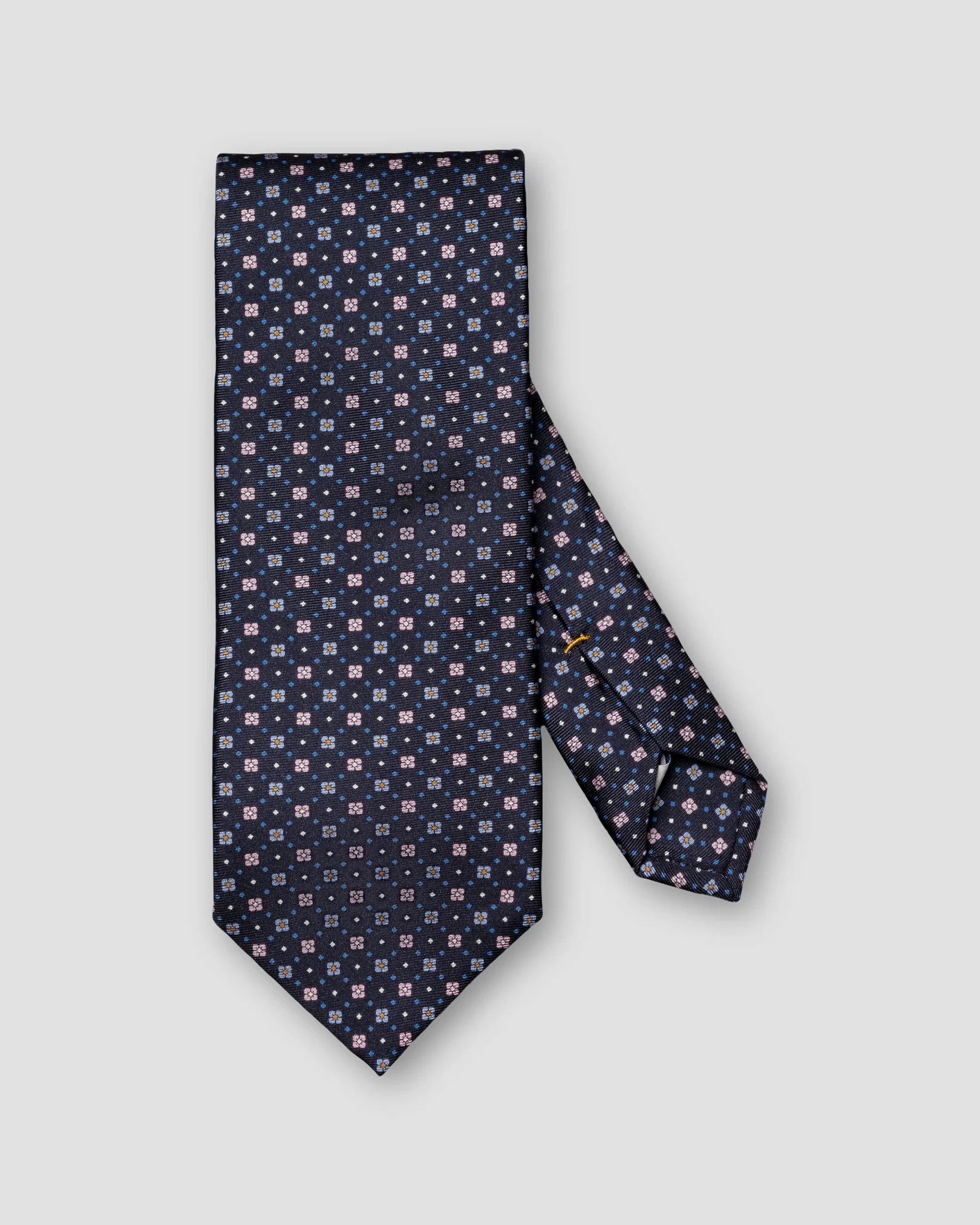 Eton - navy blue micro floral silk twill printed tie
