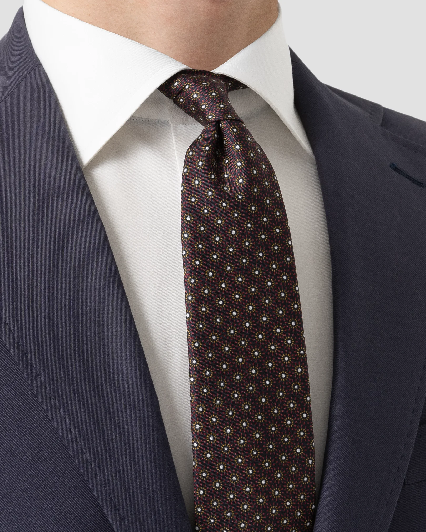 Eton - dark blue floral print silk tie