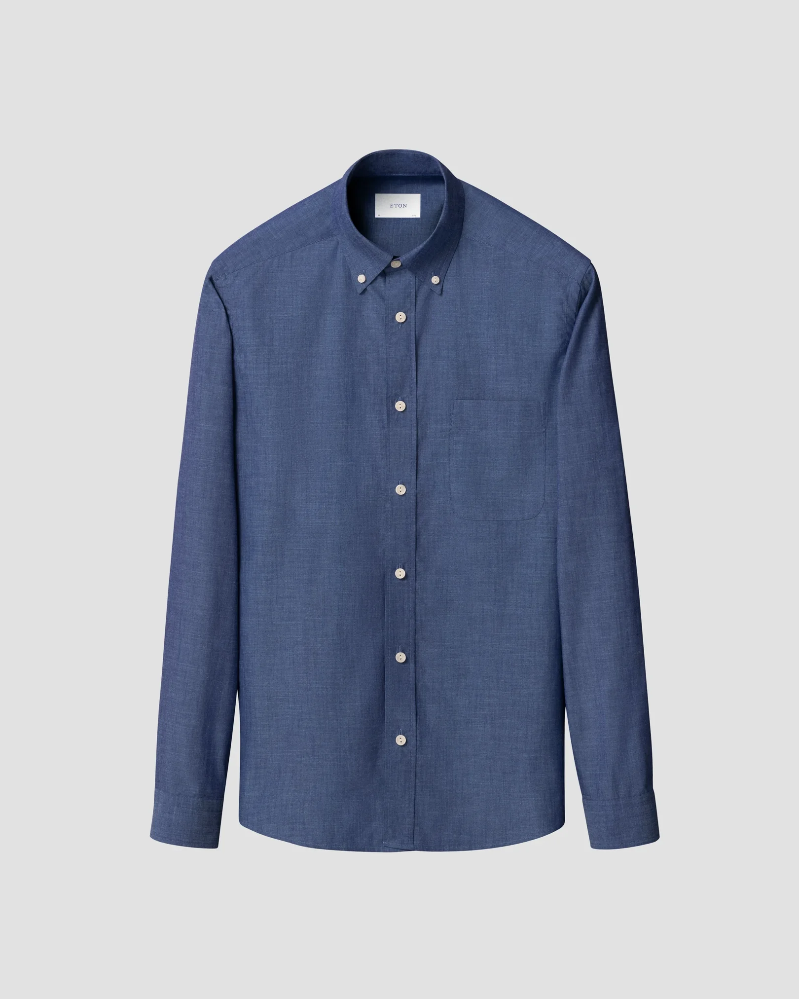 Eton - navy blue solid chambray shirt