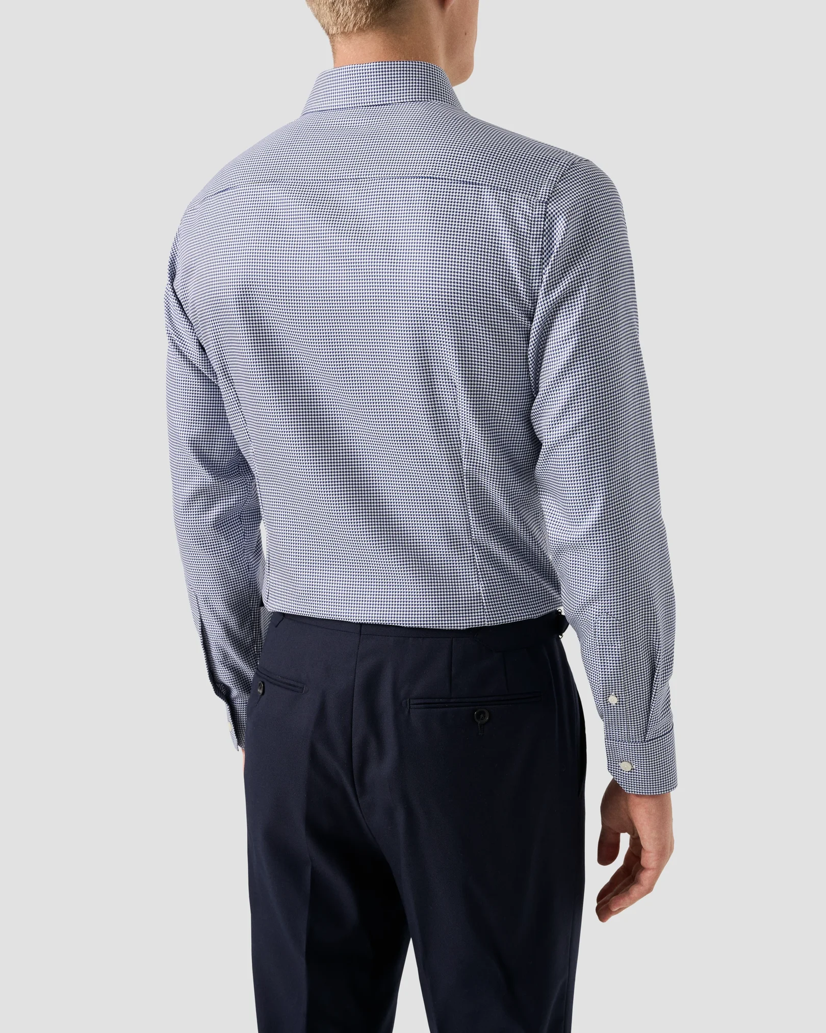 Eton - dark blue houndstooth king twill shirt