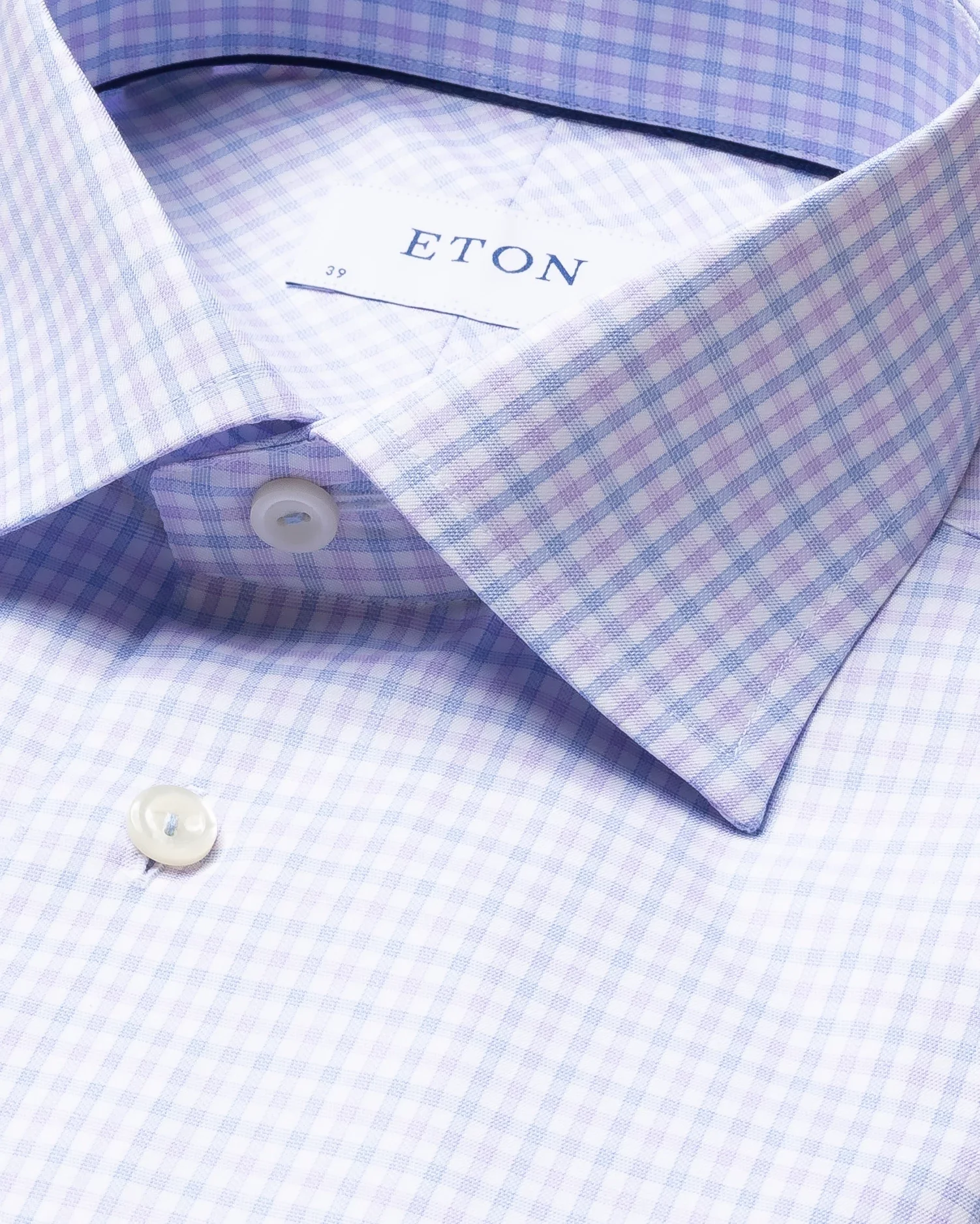 Eton - purple checked cotton tencel shirt