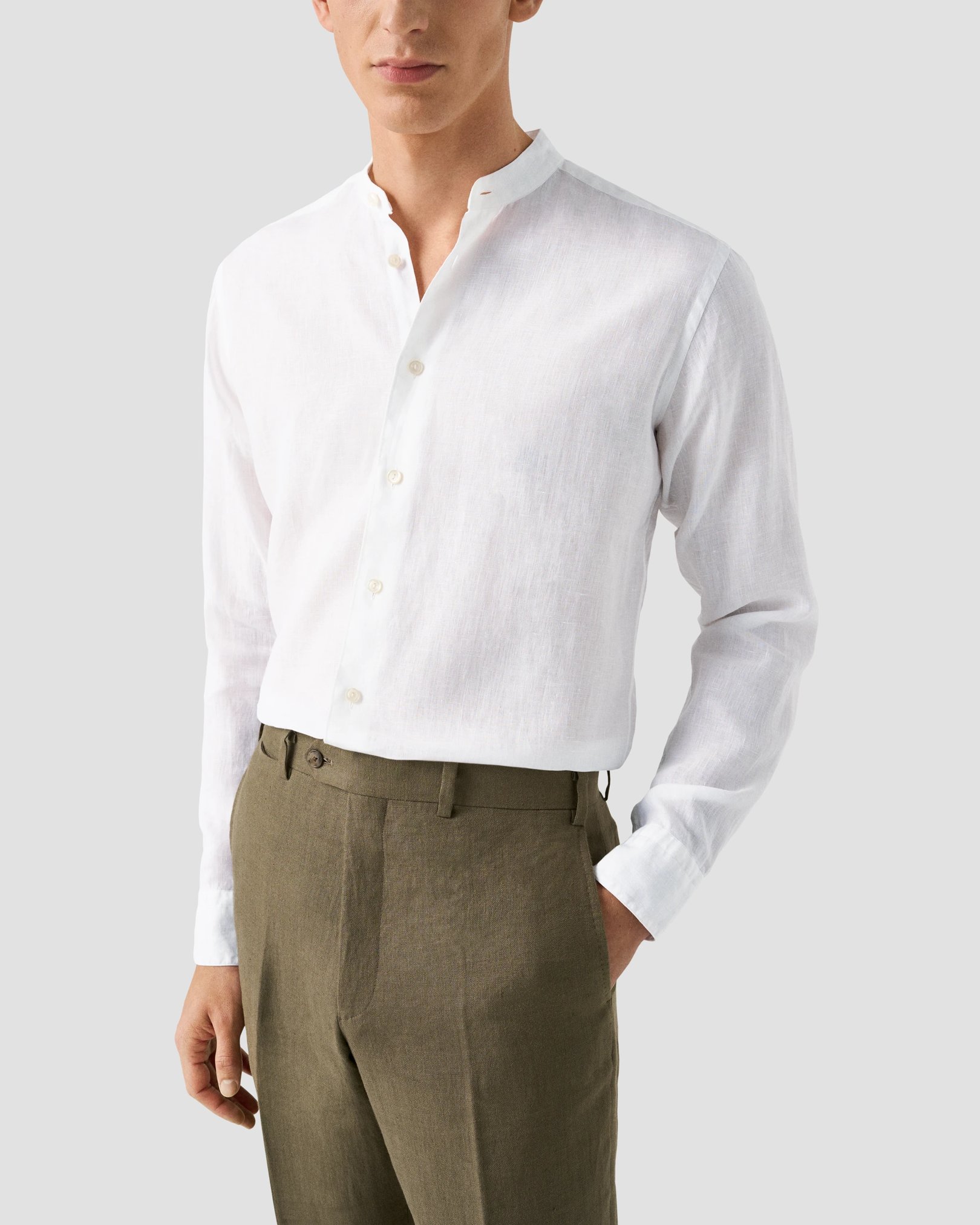 Eton - Solid Plain Weave Linen Shirt