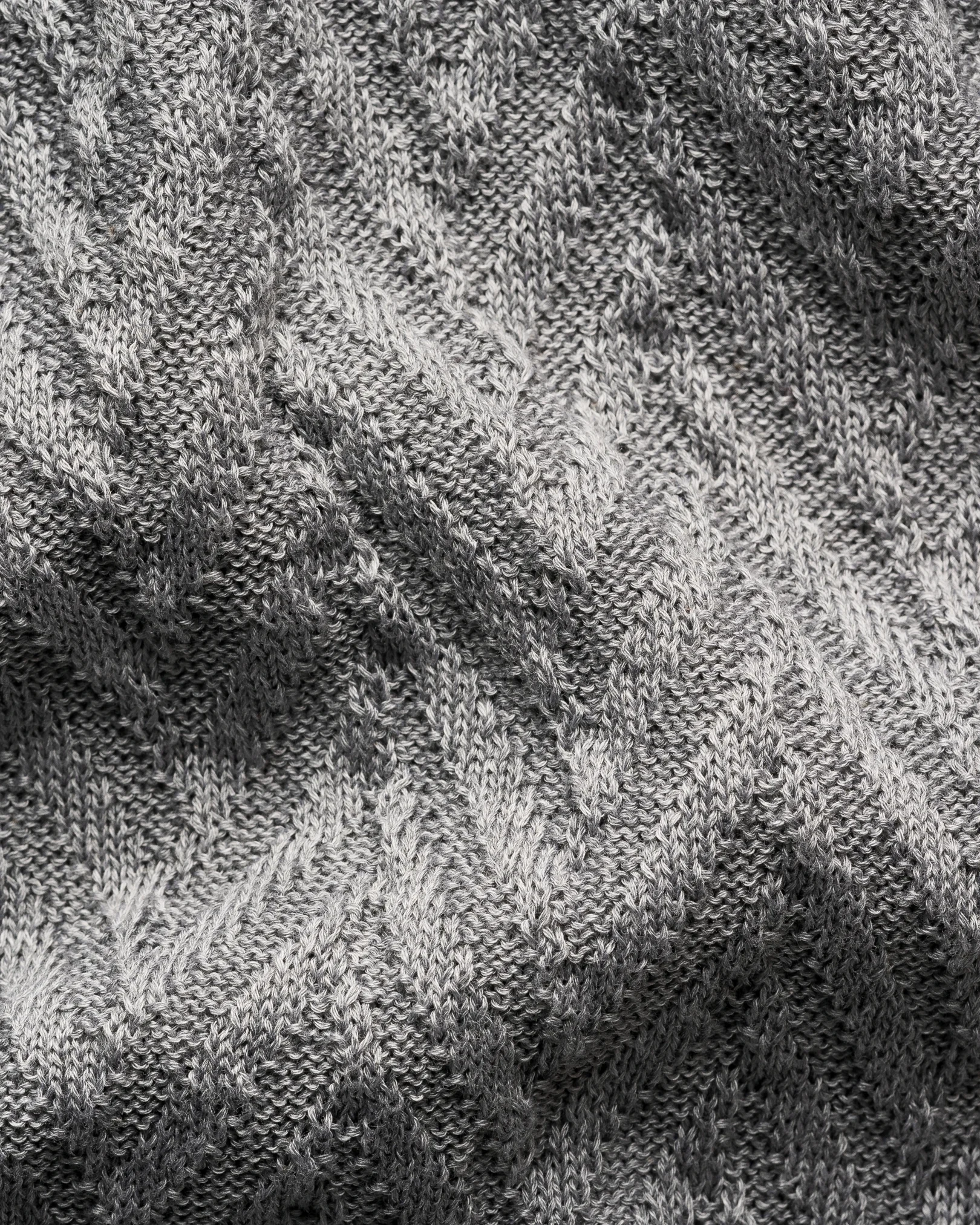Eton - light grey chevron structure knit polo shirt
