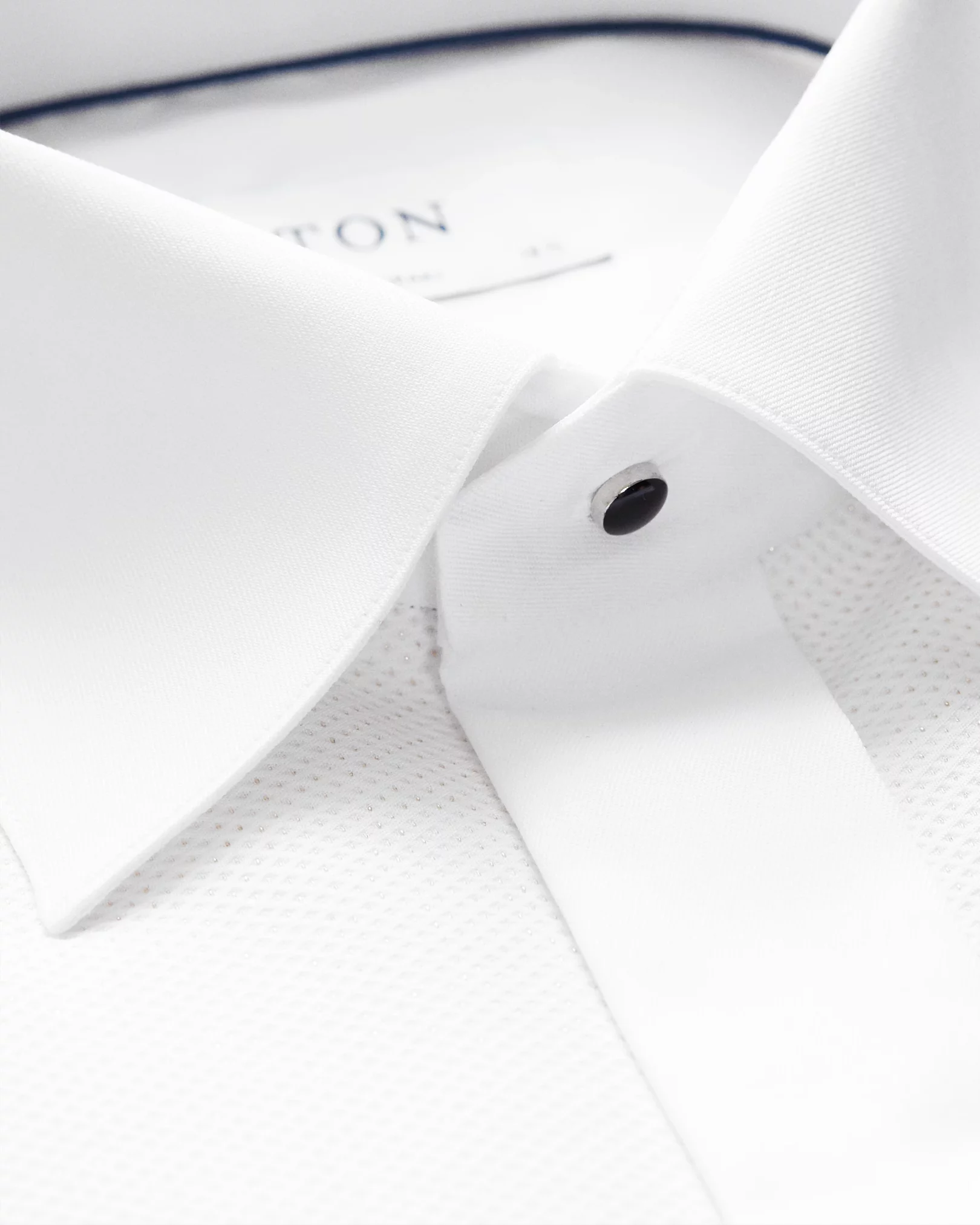 Eton - white pique tuxedo shirt glitter effect