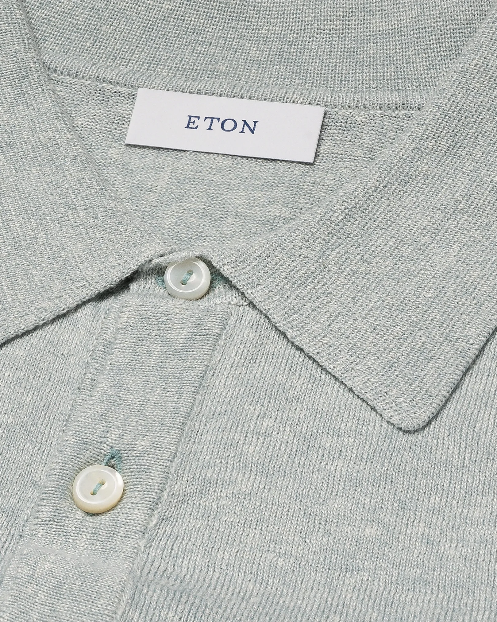 Eton - light green cotton linen fine knit polo shirt