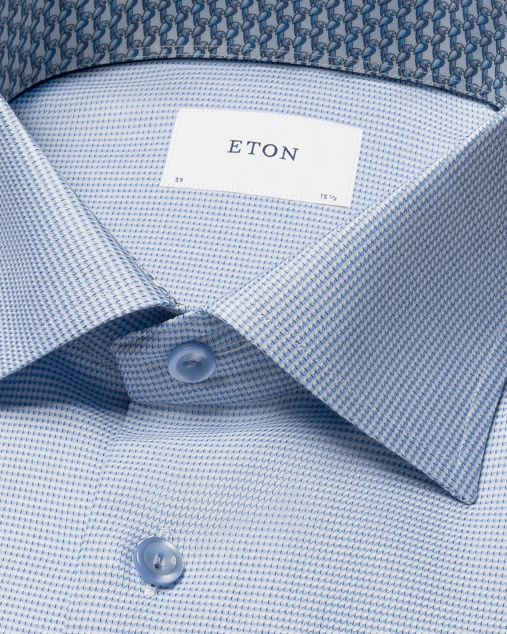 Eton - light blue semi solid effect dobby shirt