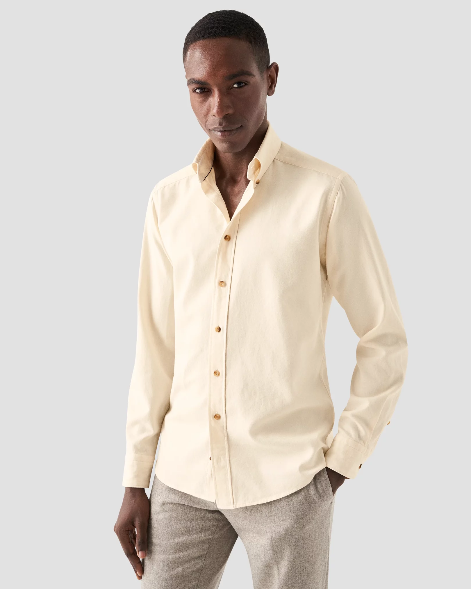 Eton - solid white flannel shirt