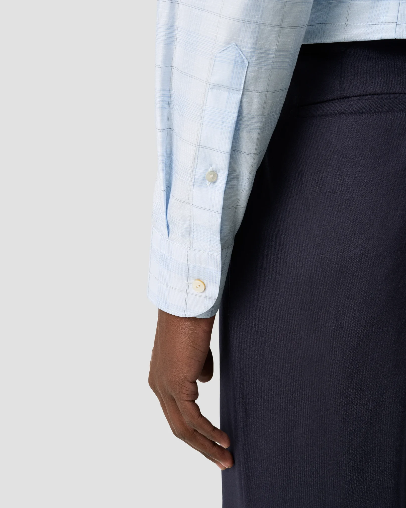 Eton - check cotton linen shirt