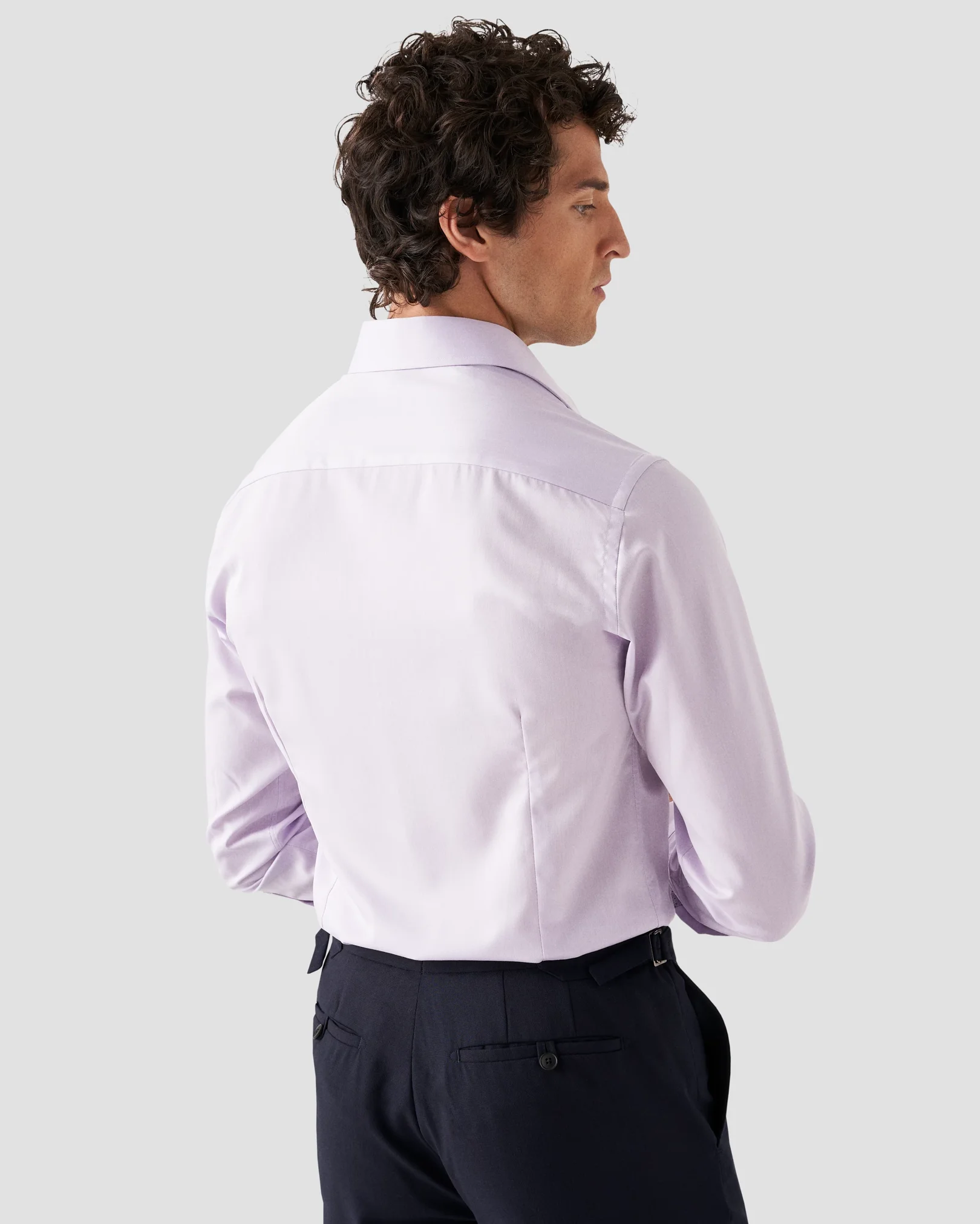 Eton - Light Purple Signature Twill Shirt - Floral Contrast Details