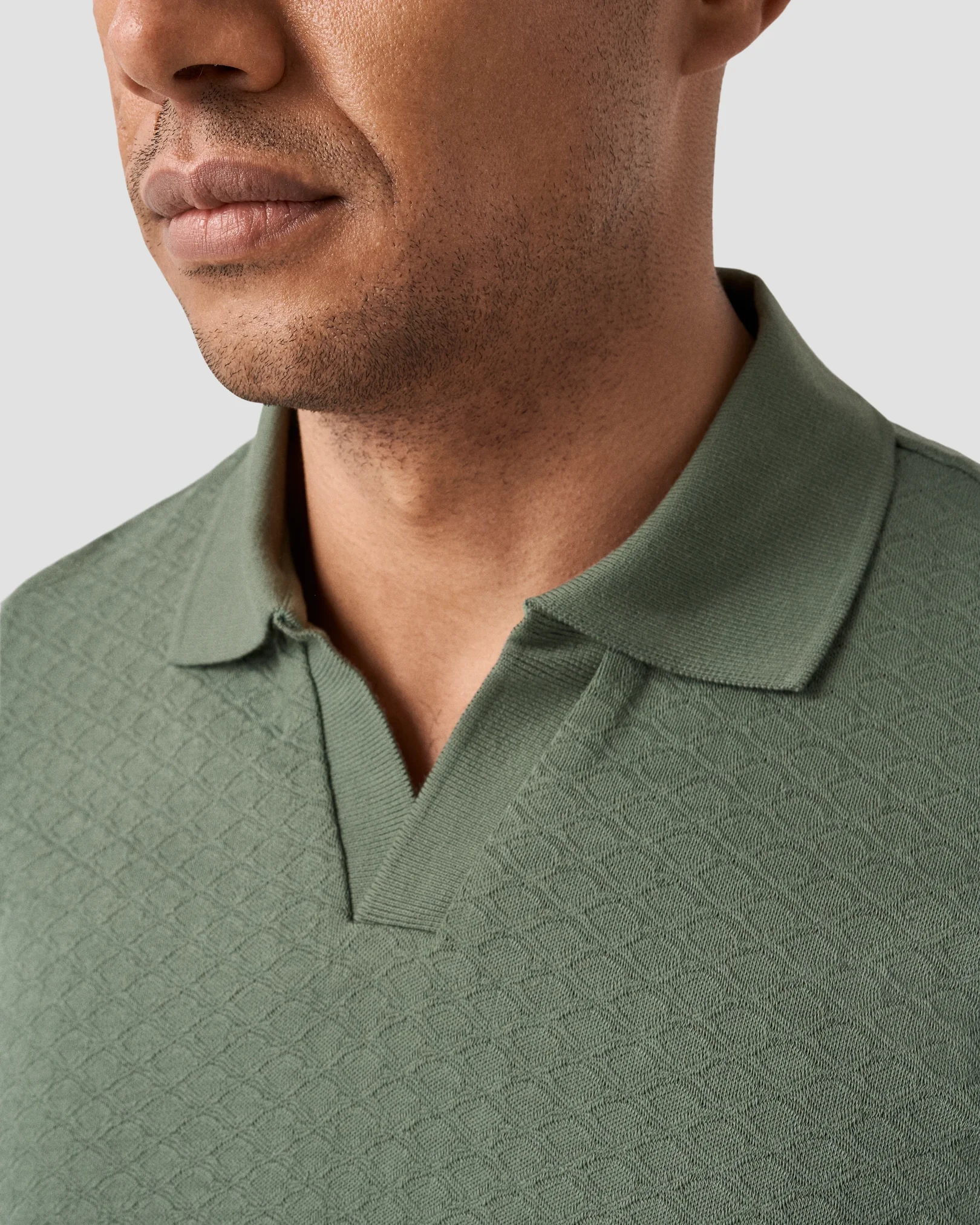 Eton - dark green diamond jaquard polo shirt