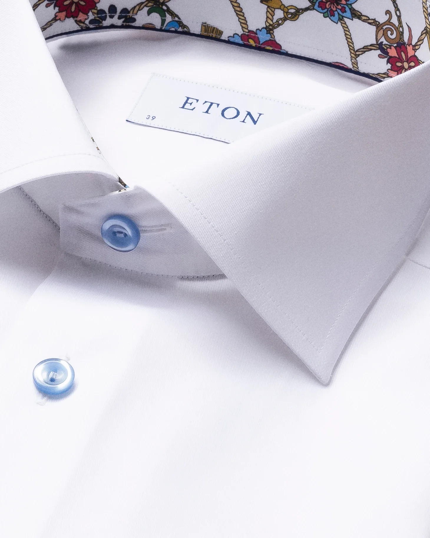 Eton - white lightweight twill shirt chandelier details