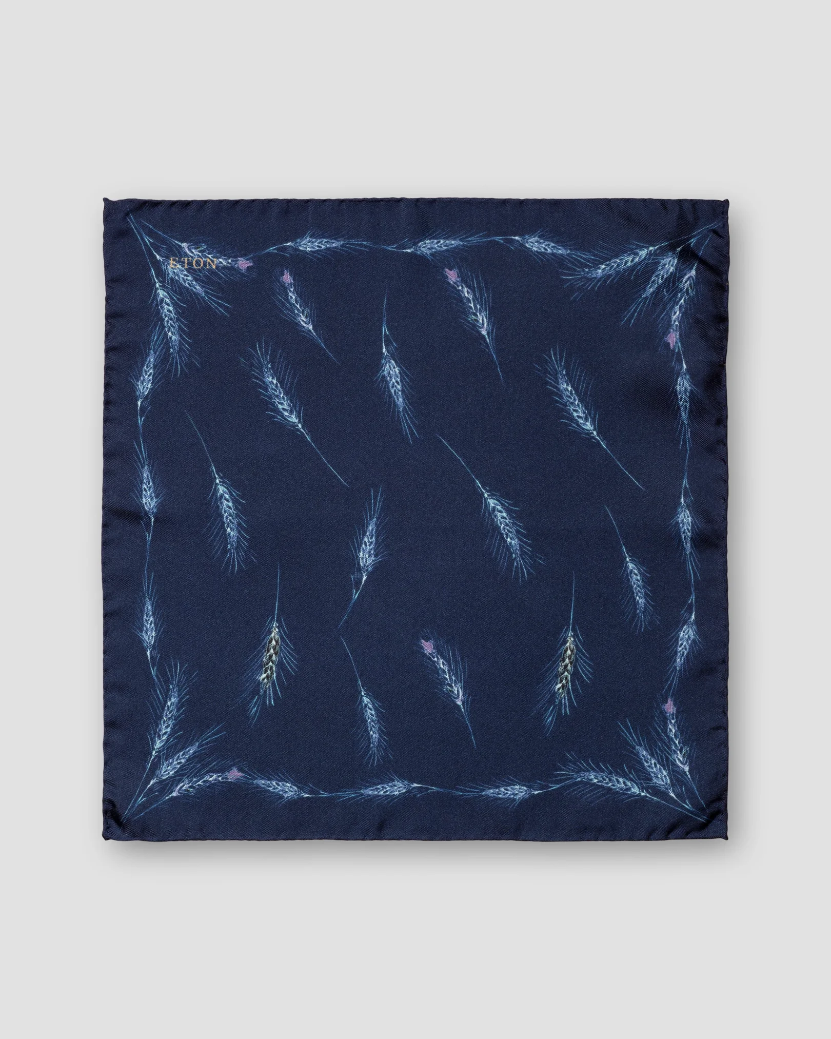 Eton - blue wheat print silk pocket square
