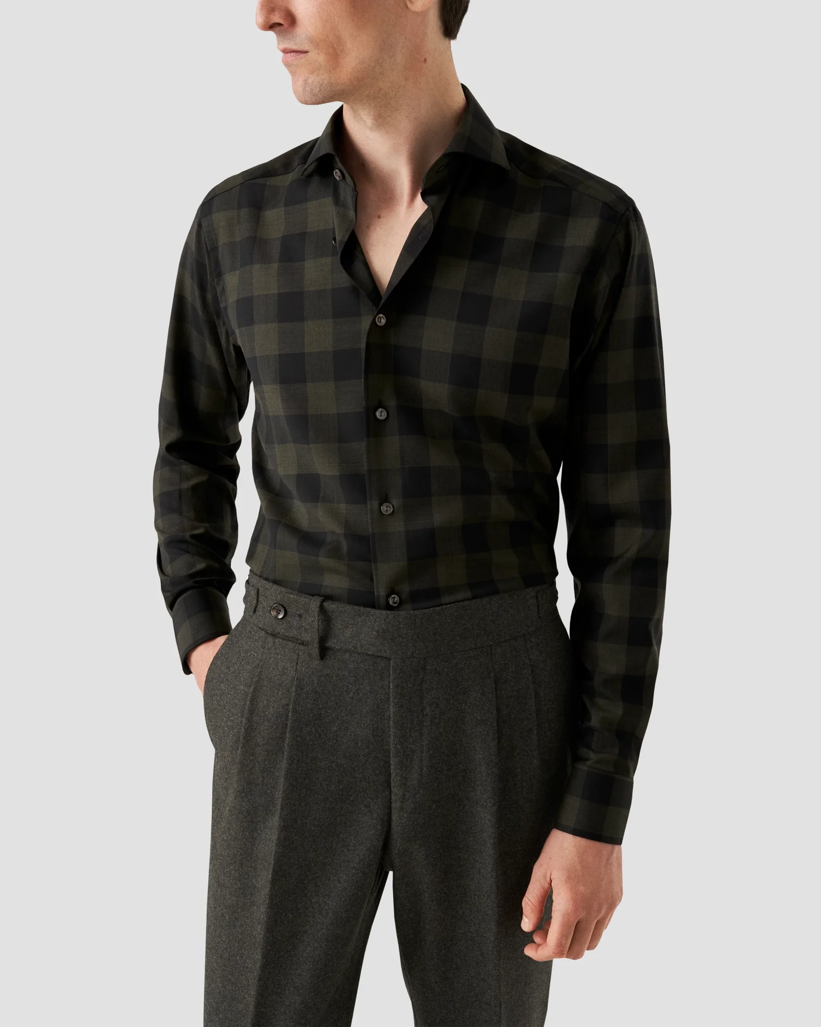 Bold Check Merino Wool Shirt - Eton