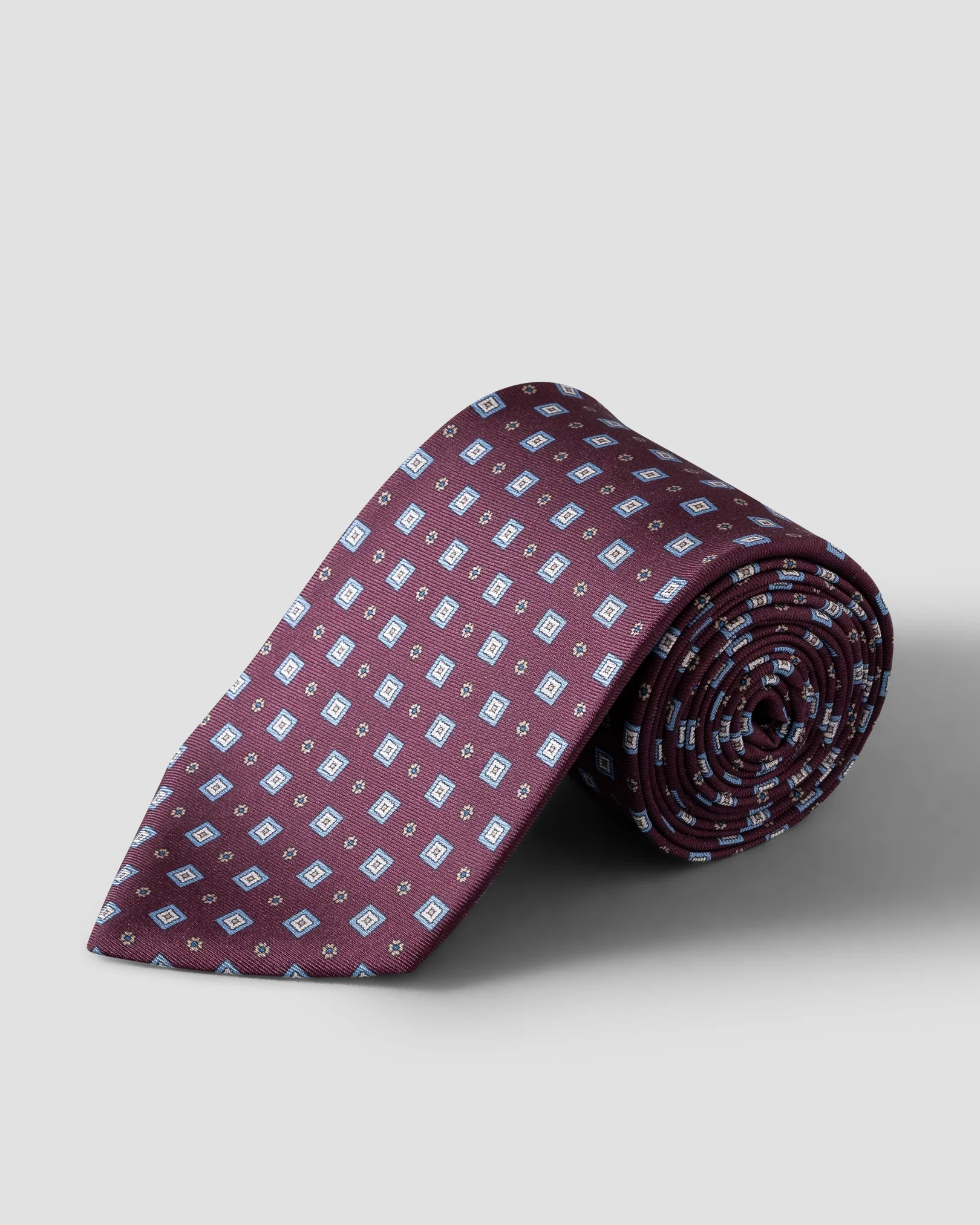 Eton - dark red medallion floral printed silk tie