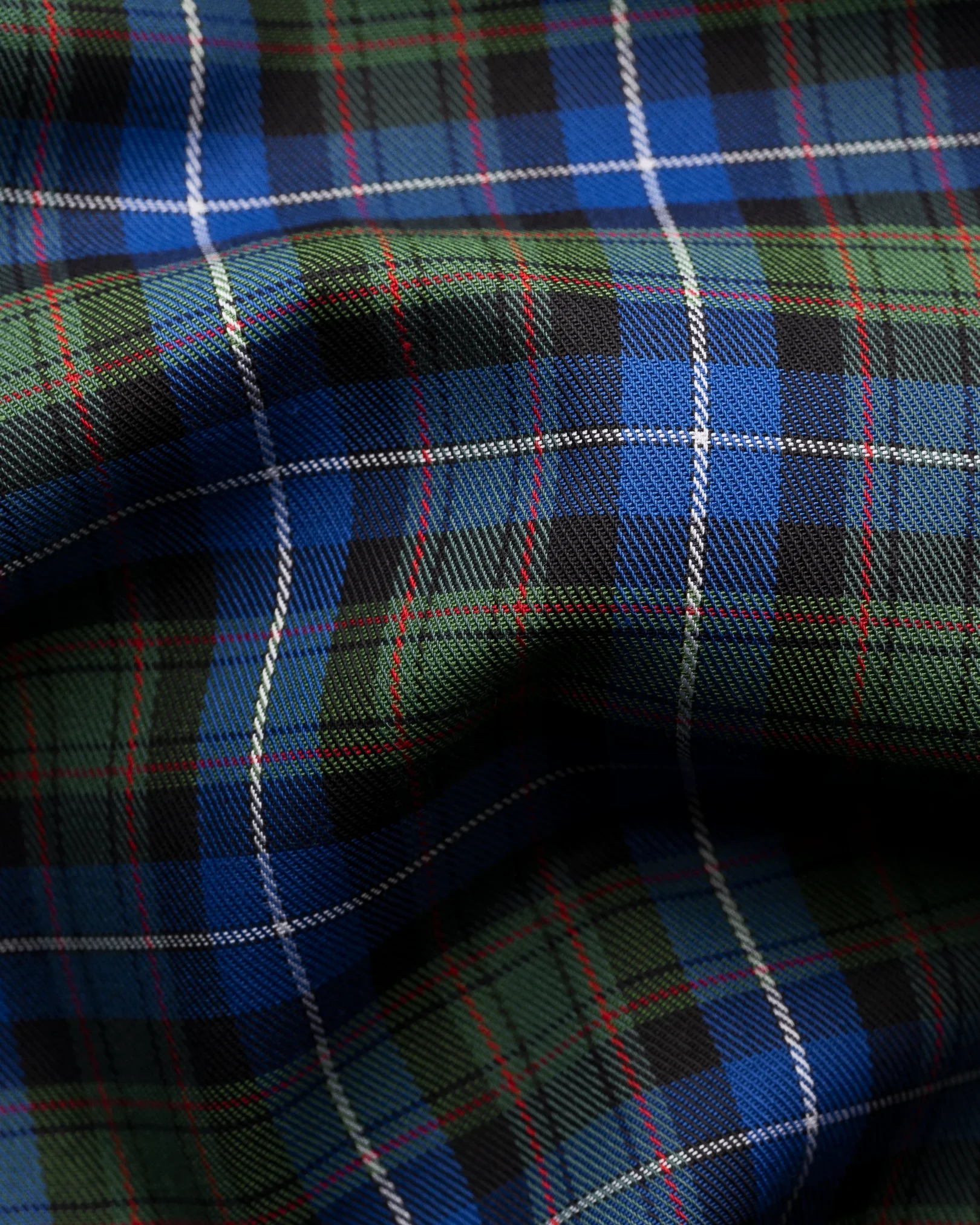 Eton - tartan plaid check shirt mid blue