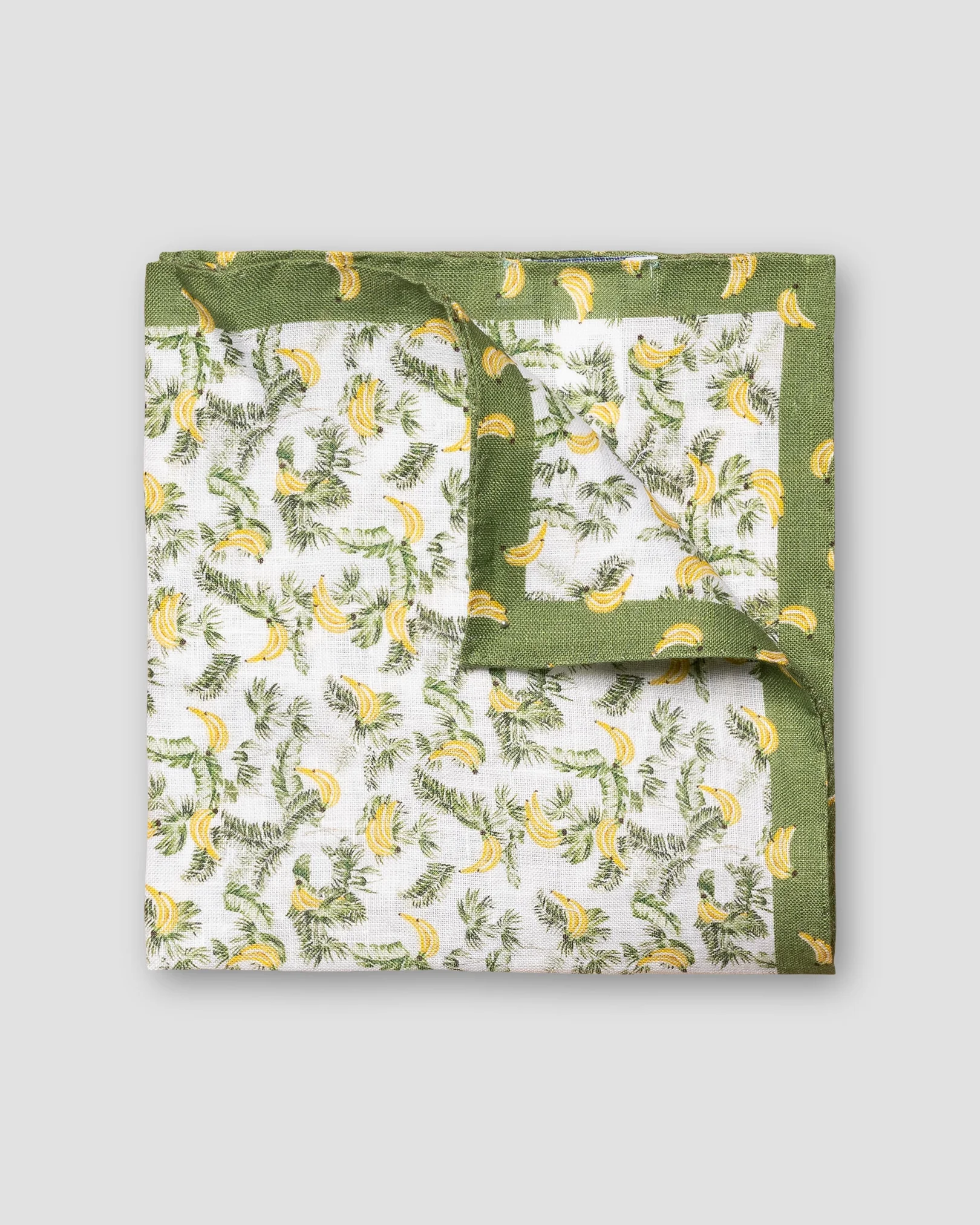 Light Green Banana Print Linen Pocket Square
