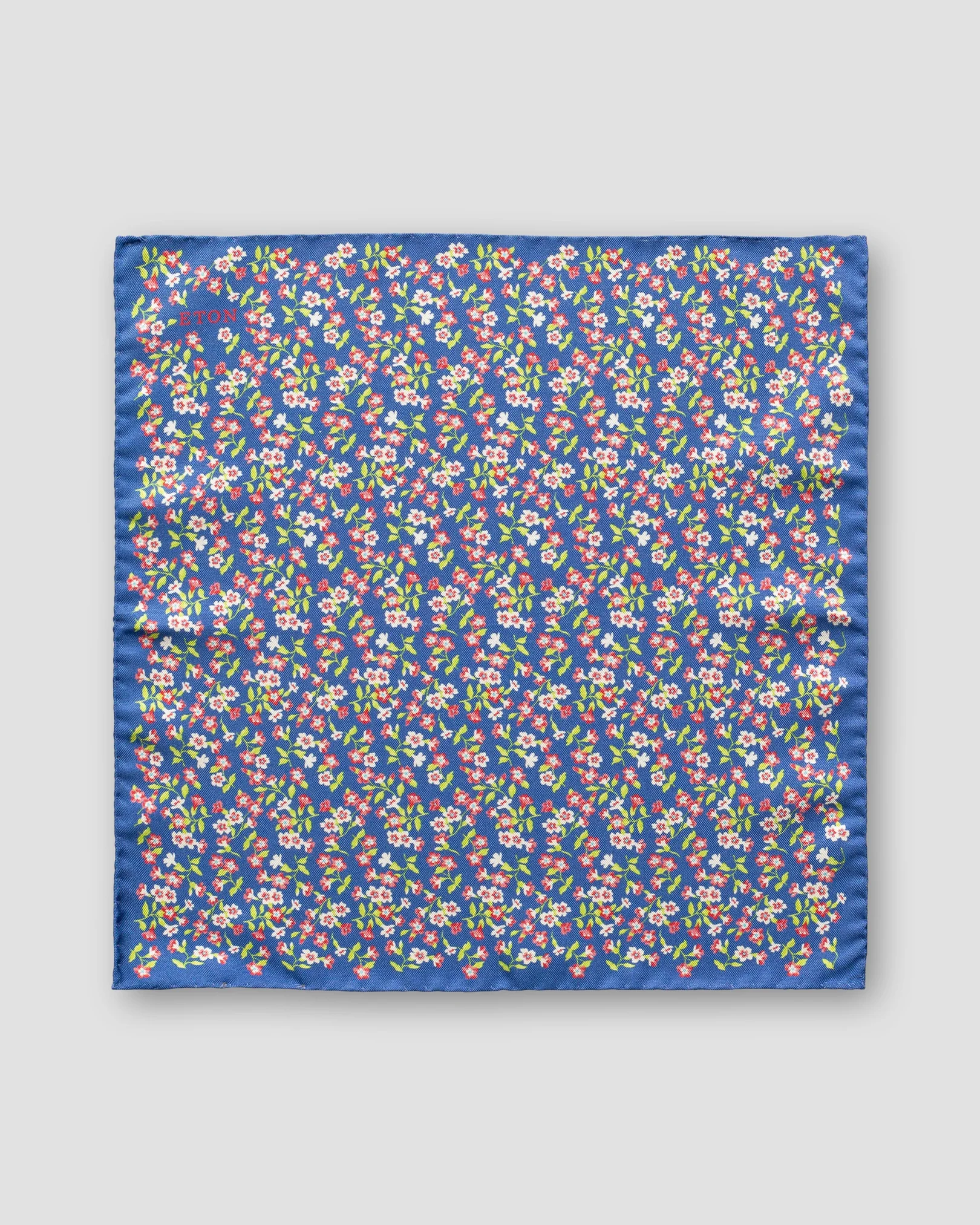 Eton - blue flower silk pocket square