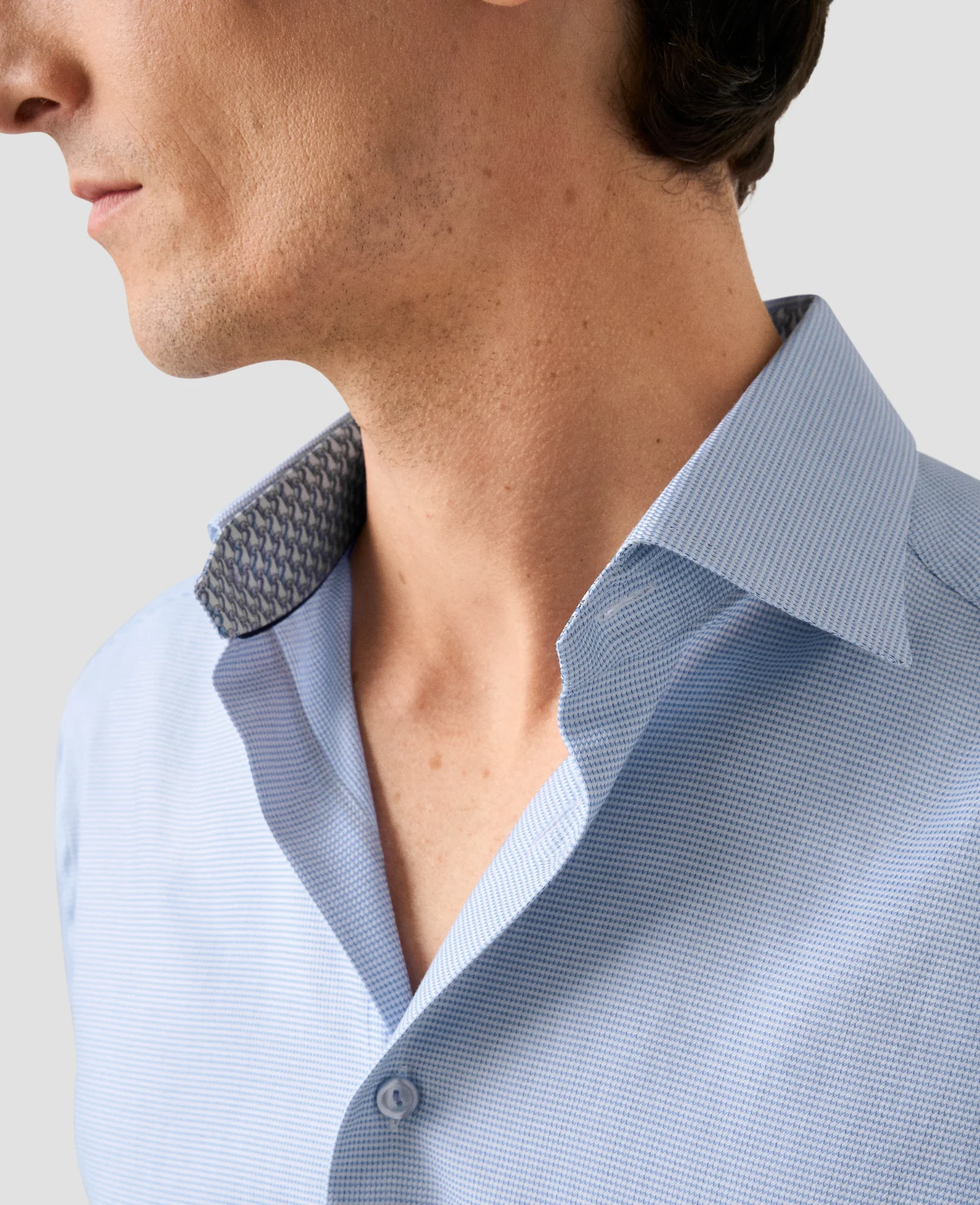 Eton - light blue semi solid effect dobby shirt