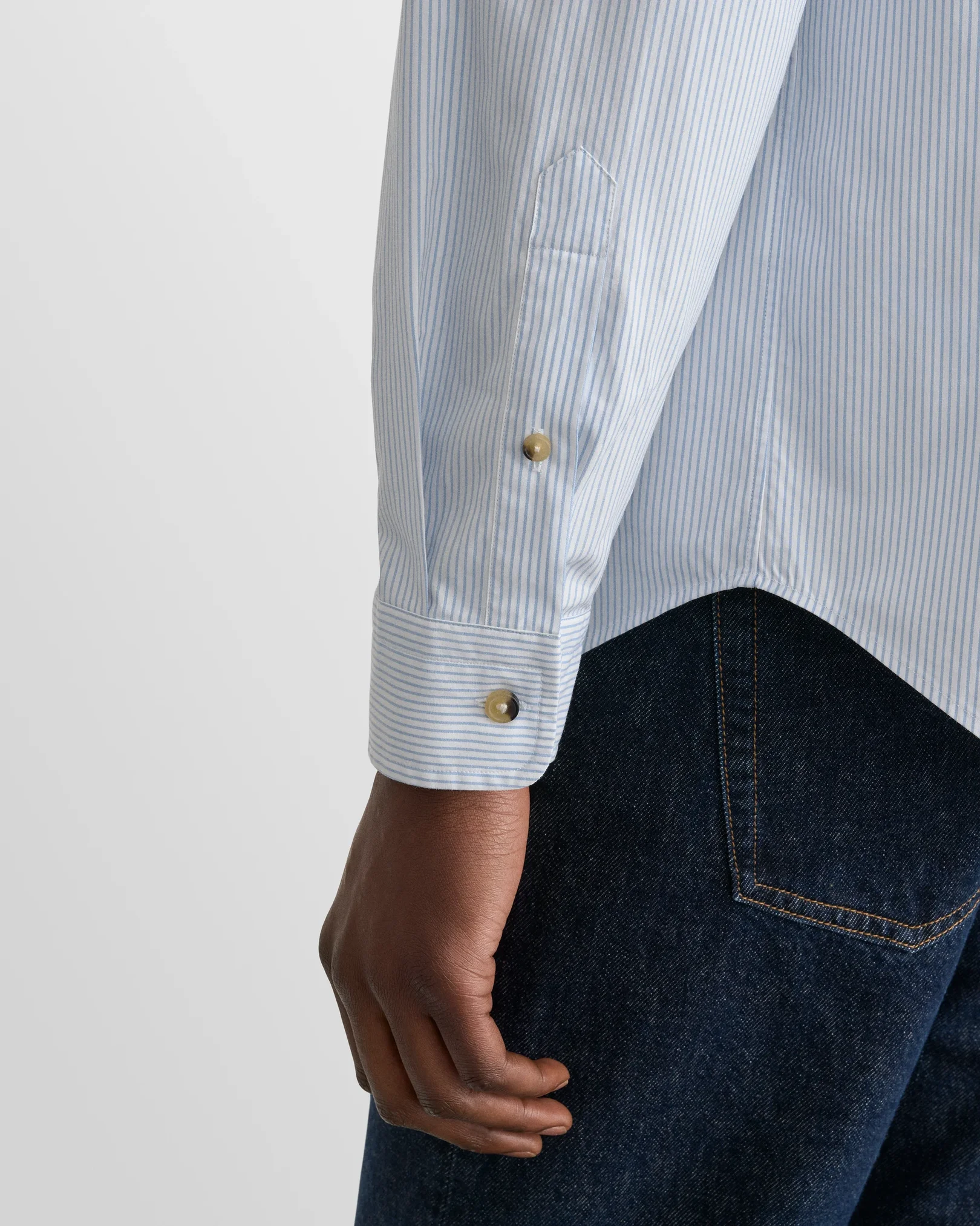 Eton - light blue striped peached poplin shirt